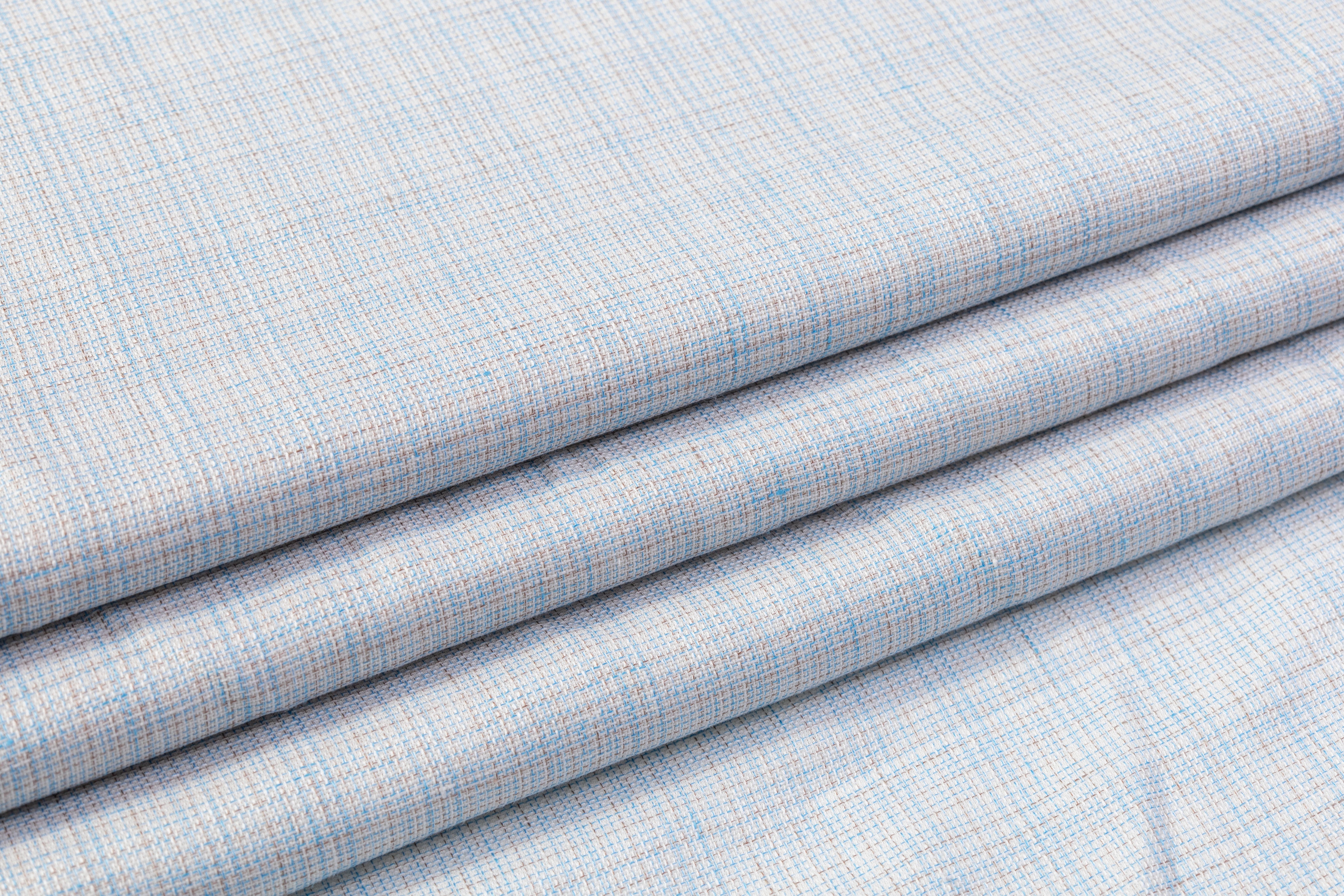 Italian Wool Linen Suiting - Blue / Beige