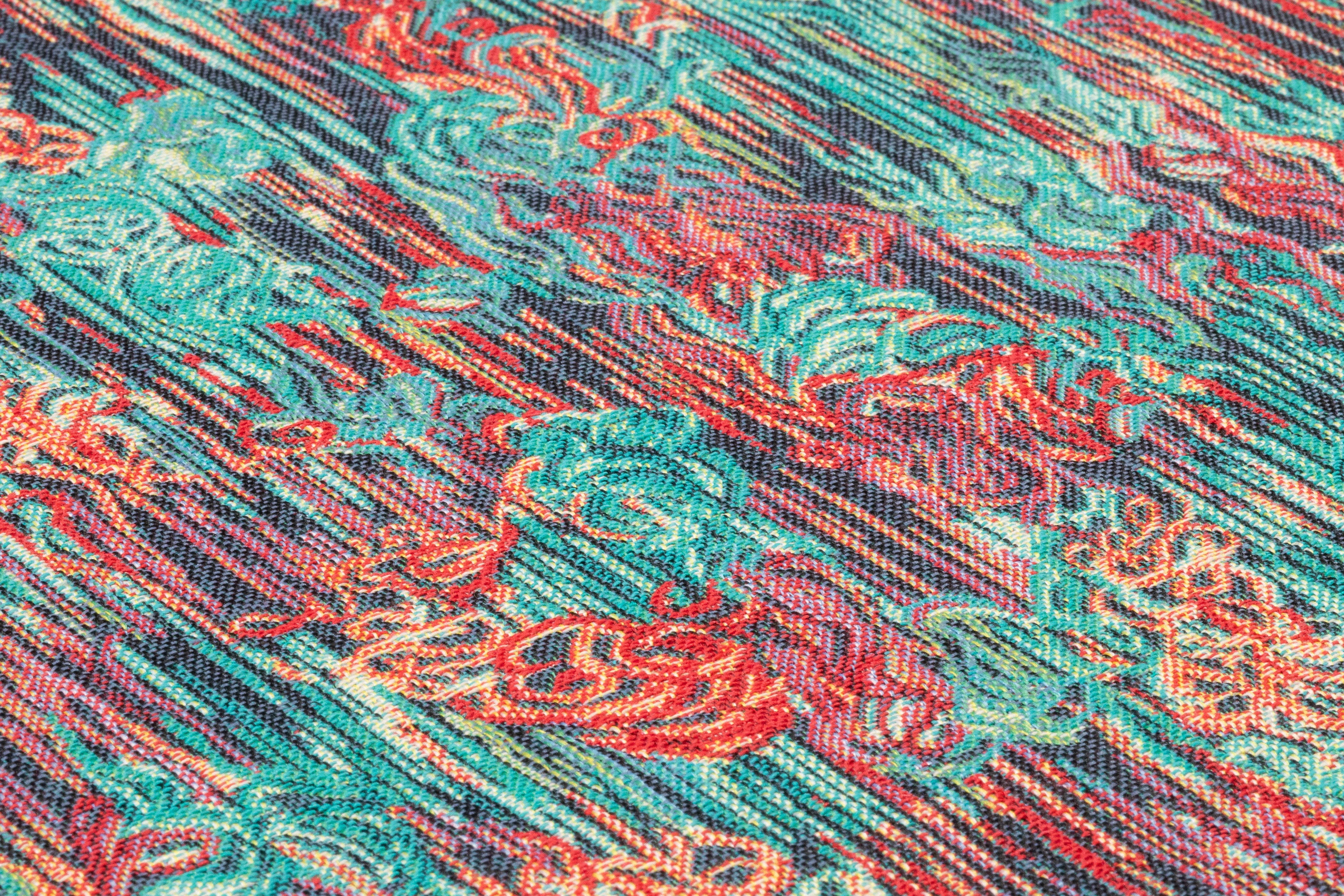Abstract Italian Tapestry Style Brocade - Teal Green / Red