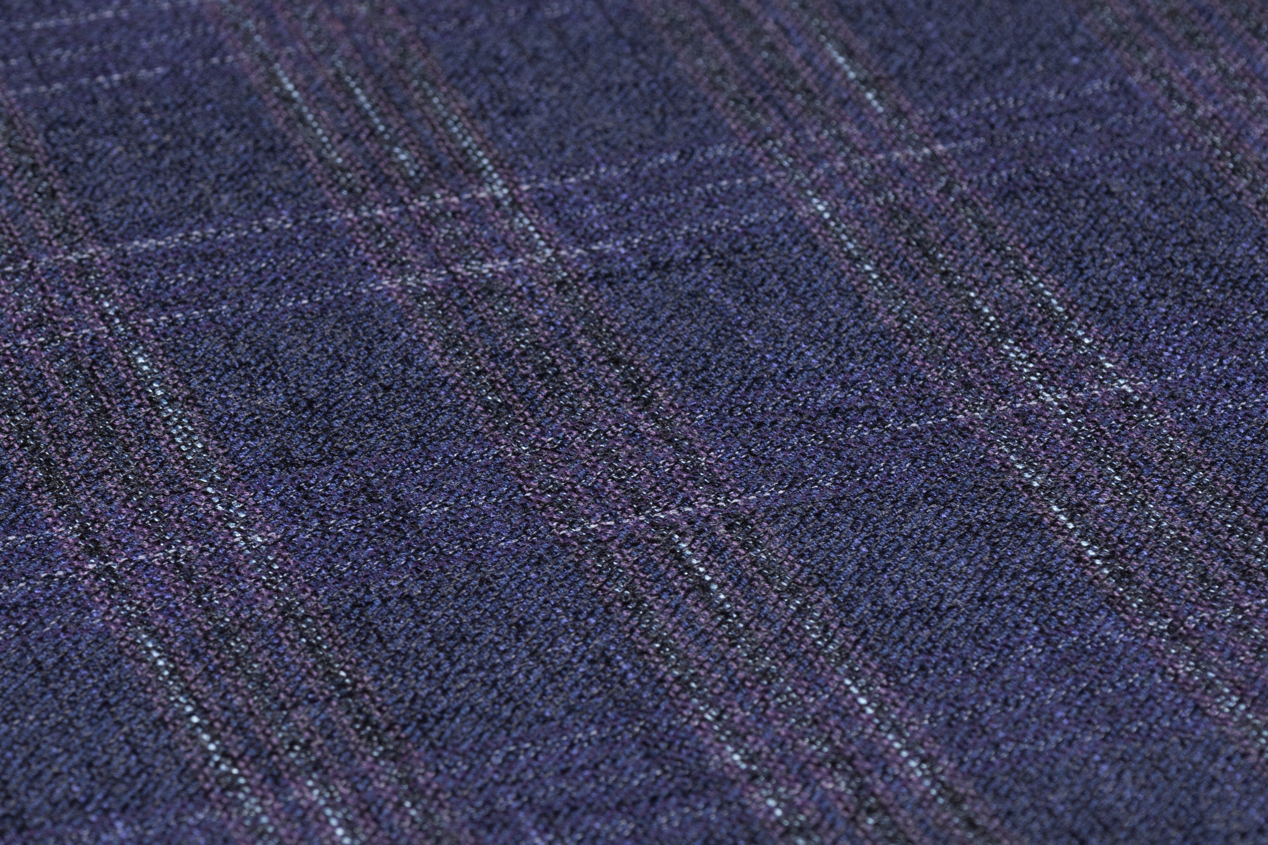 Checked Italian Wool Flannel Suiting - Navy / Purple