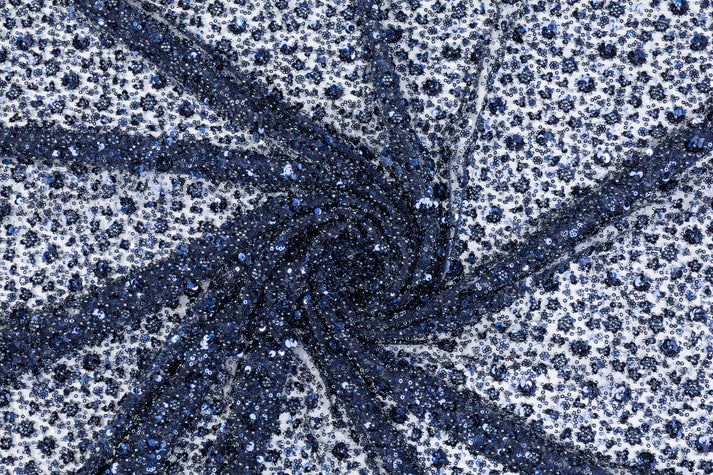 Navy Sequinned Tulle Glow