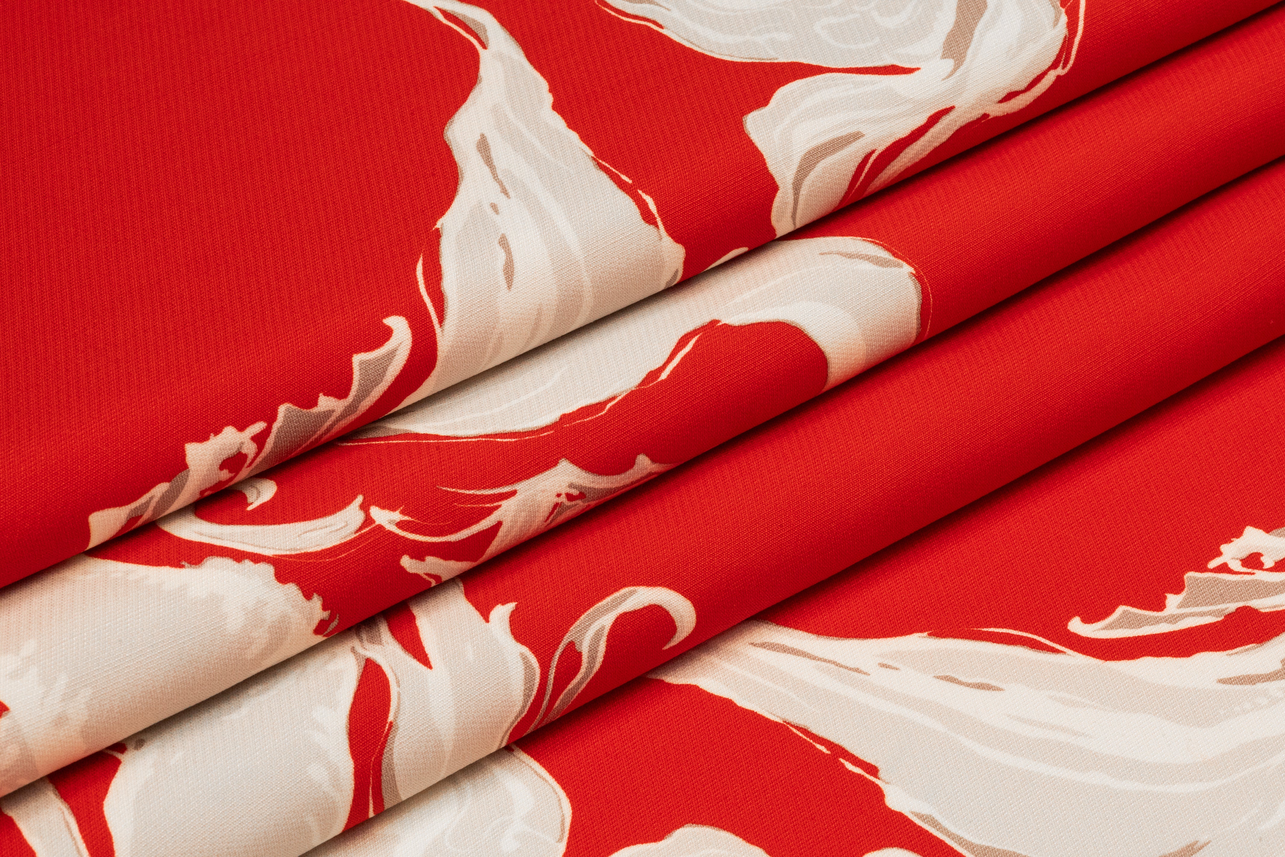 Mermaid Printed Italian Silk and Wool Crepe - Red / Gray