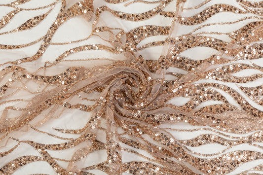 Beaded and Sequined Tulle - Beige