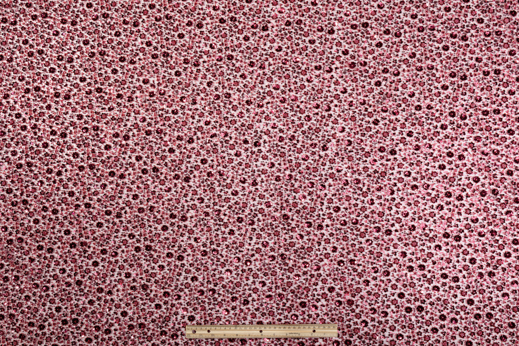 Sparkly High Quality Beaded Twig Pattern Lace Fabric