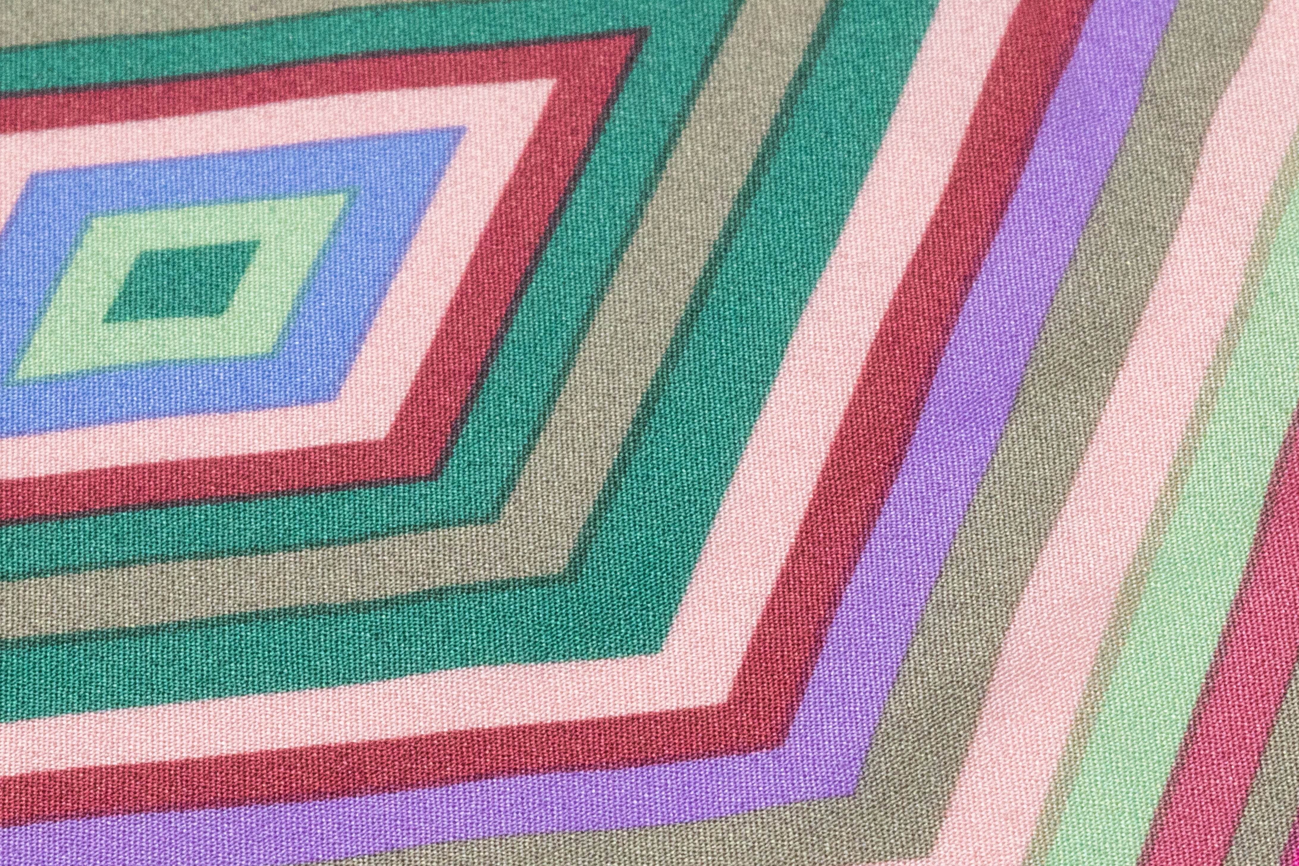 Geometric Italian Silk Crepe de Chine - Pink / Green