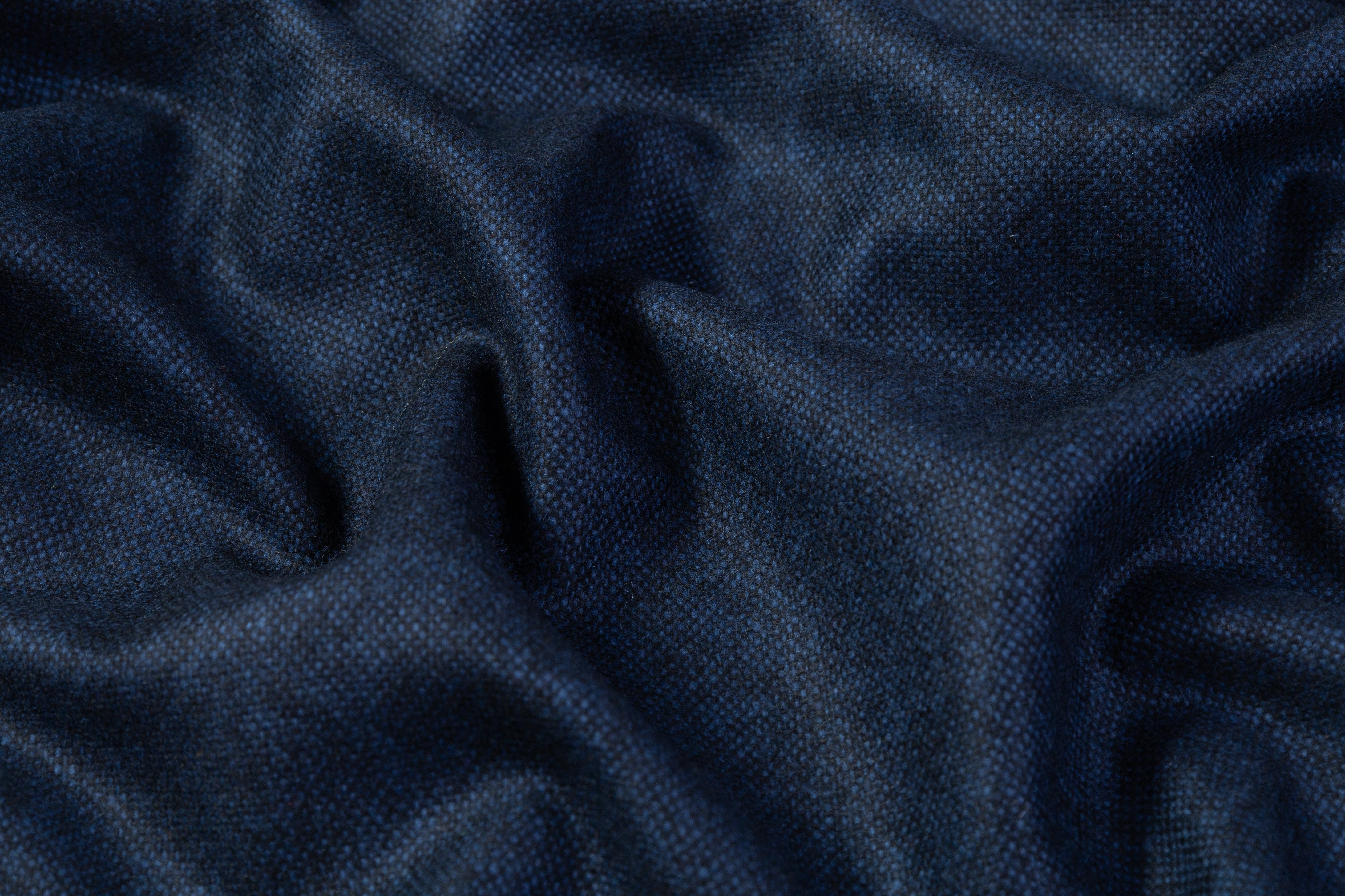 Two Tone Italian Wool Tweed - Navy / Black