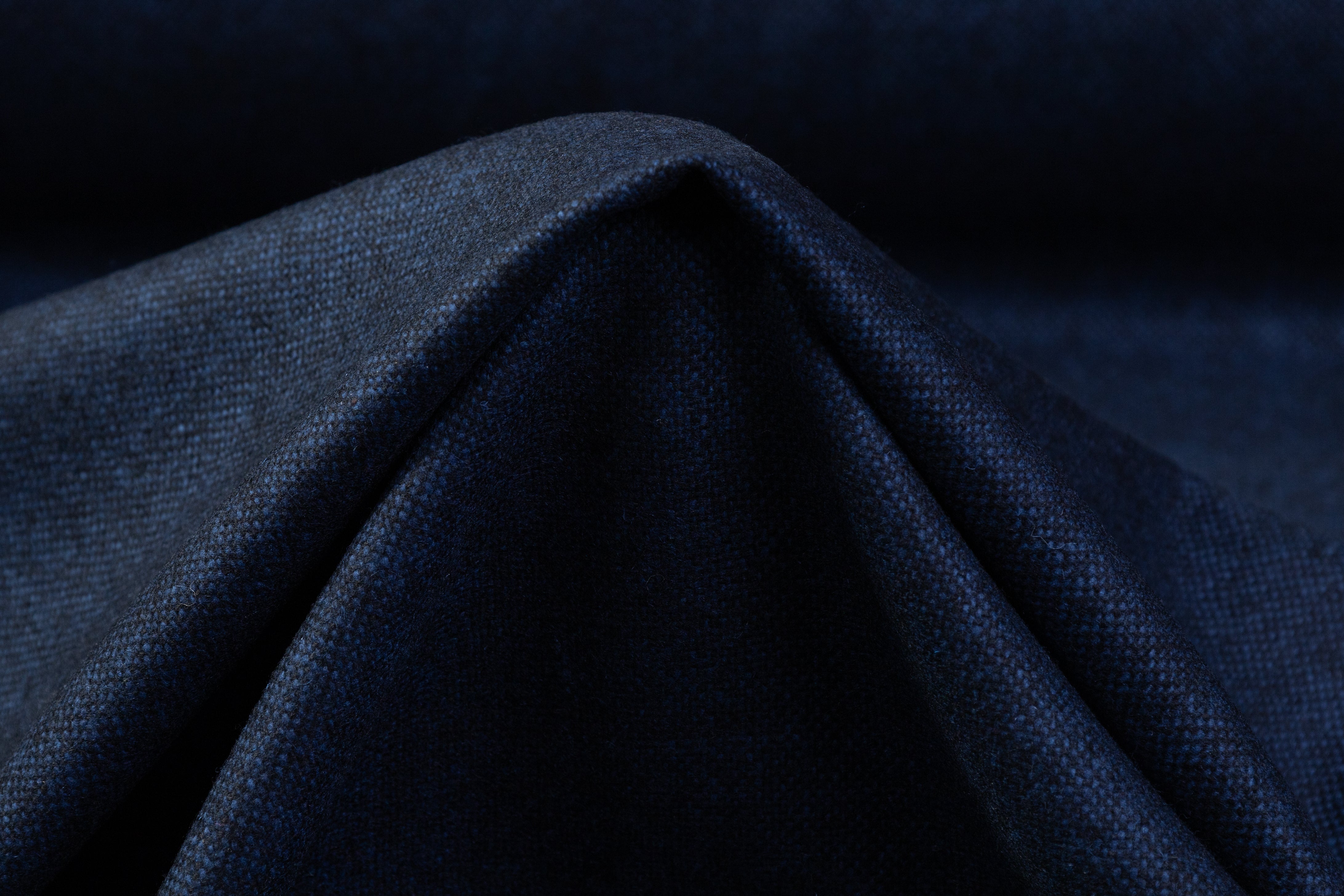Two Tone Italian Wool Tweed - Navy / Black