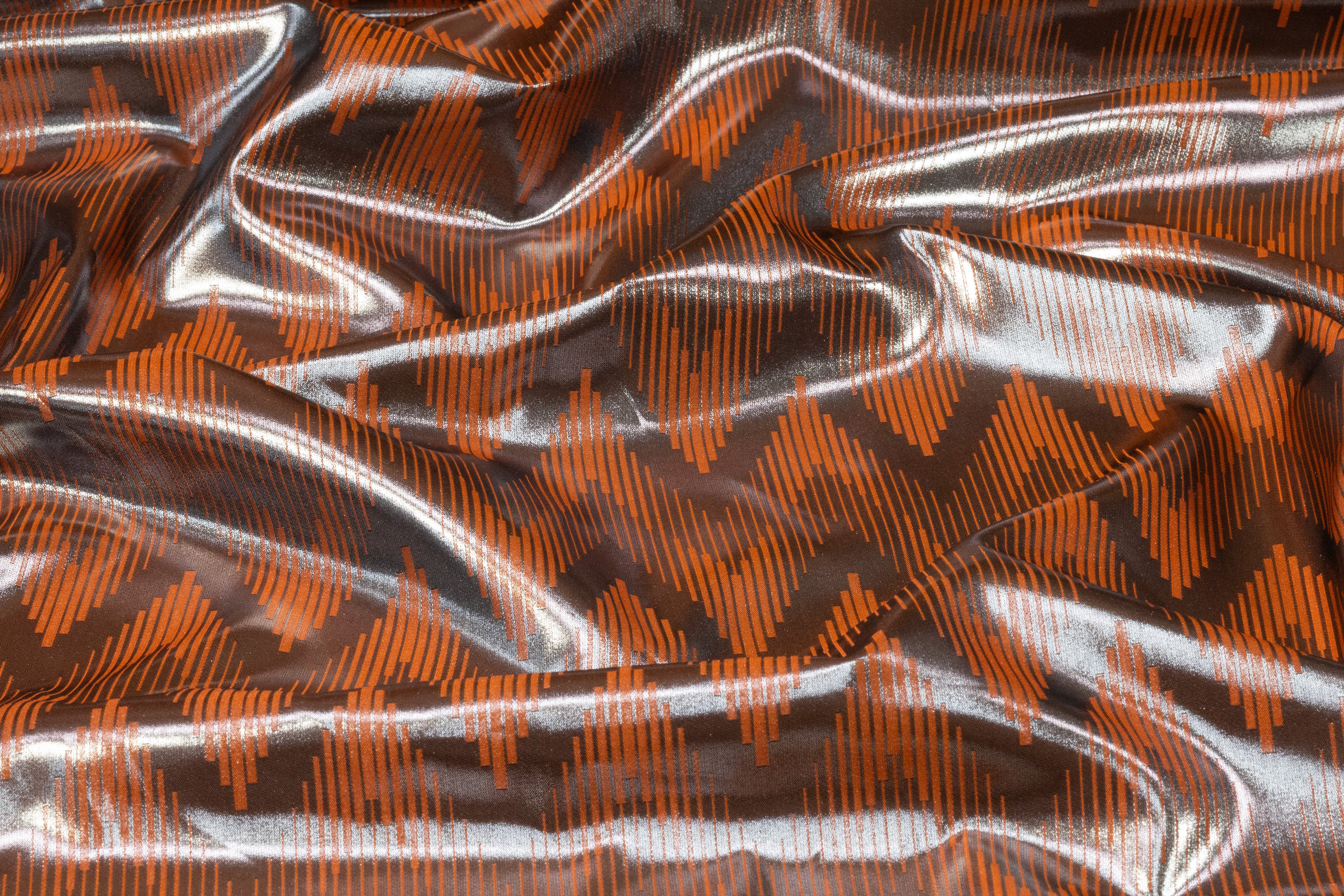Laminated Italian Chevron Jacquard - Burnt Orange