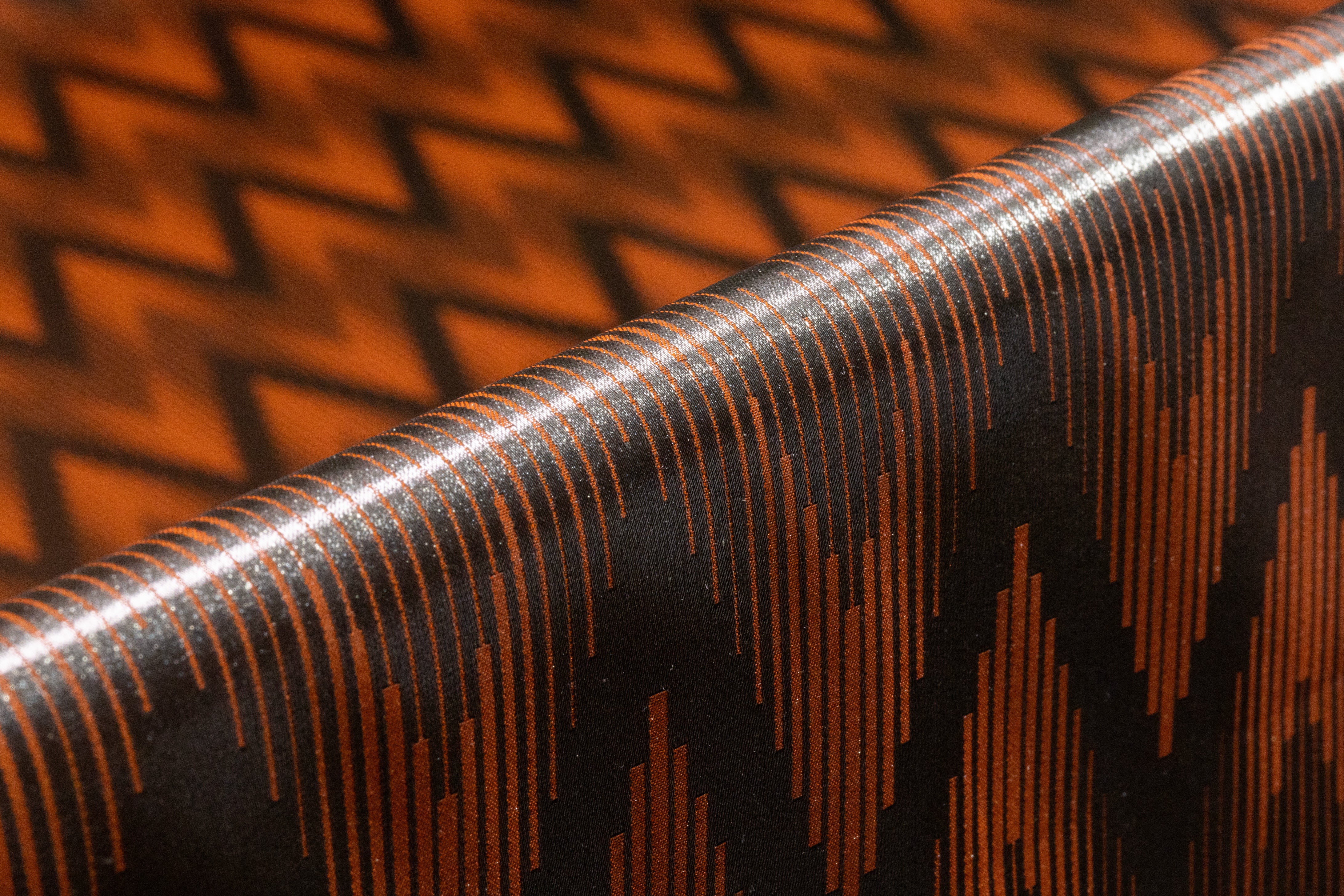 Laminated Italian Chevron Jacquard - Burnt Orange