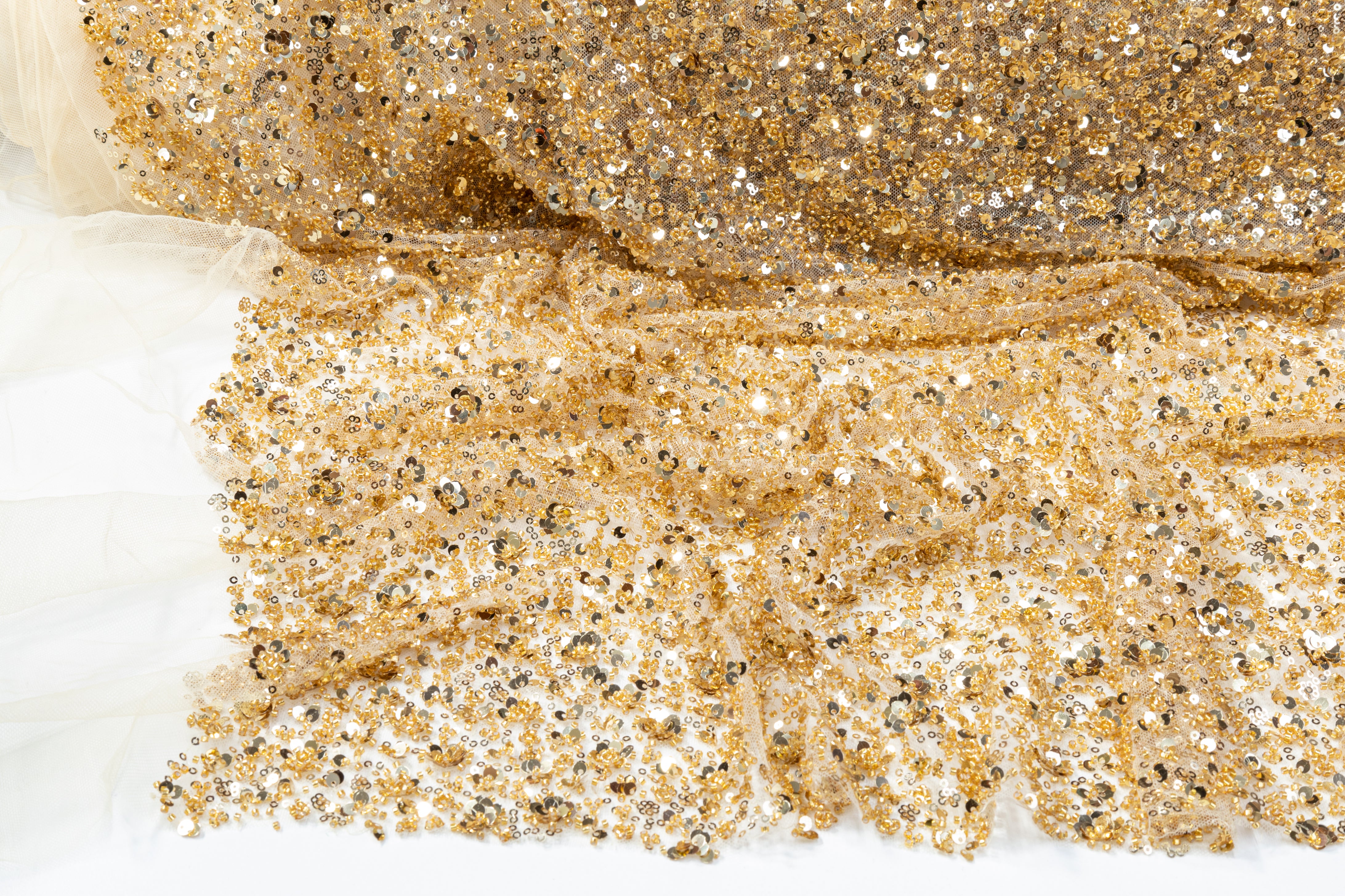 Beaded and Sequined Tulle - Gold