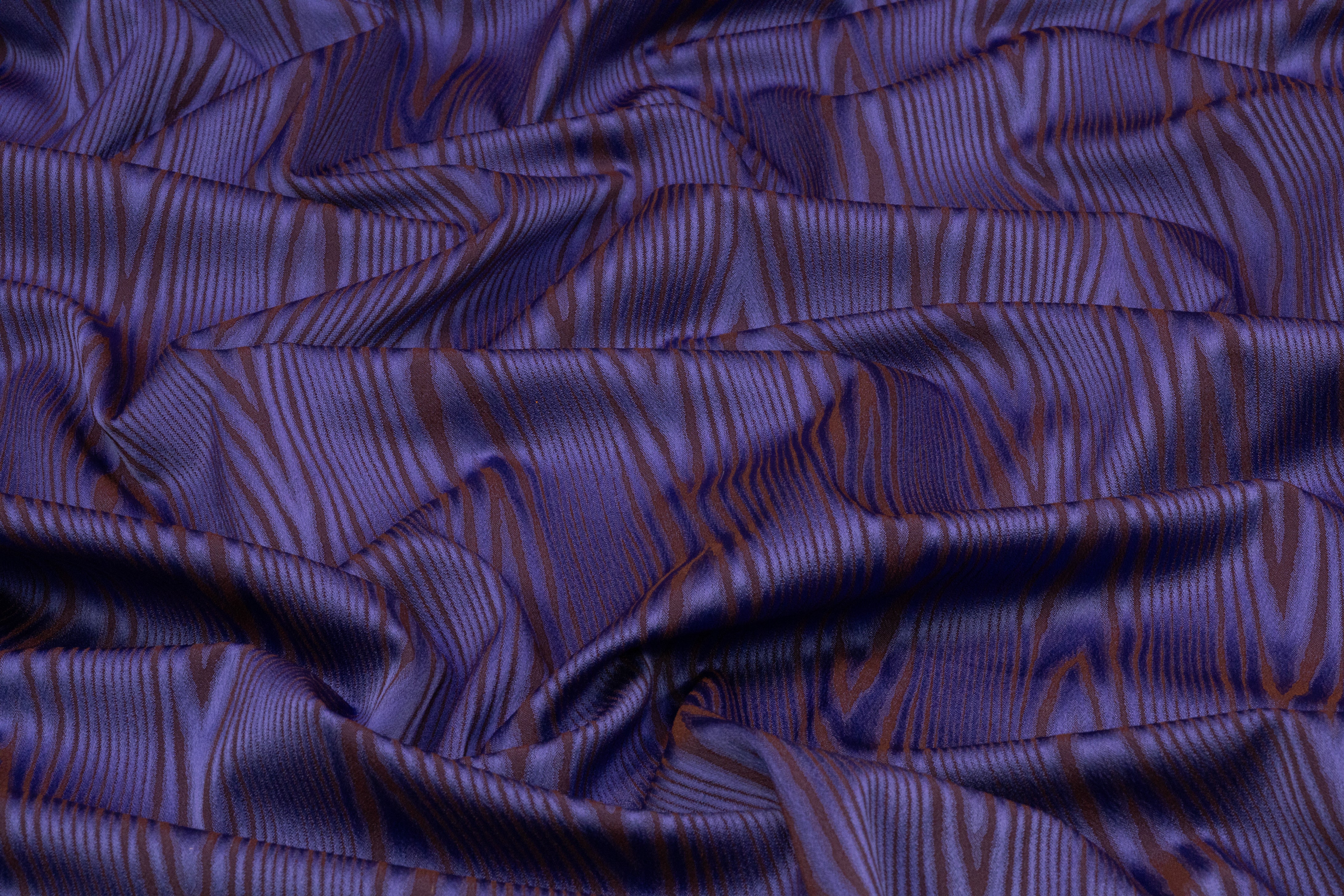 Moiré Italian Jacquard - Violet Blue / Crater Brown