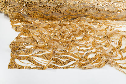 Beaded and Sequined Tulle - Gold
