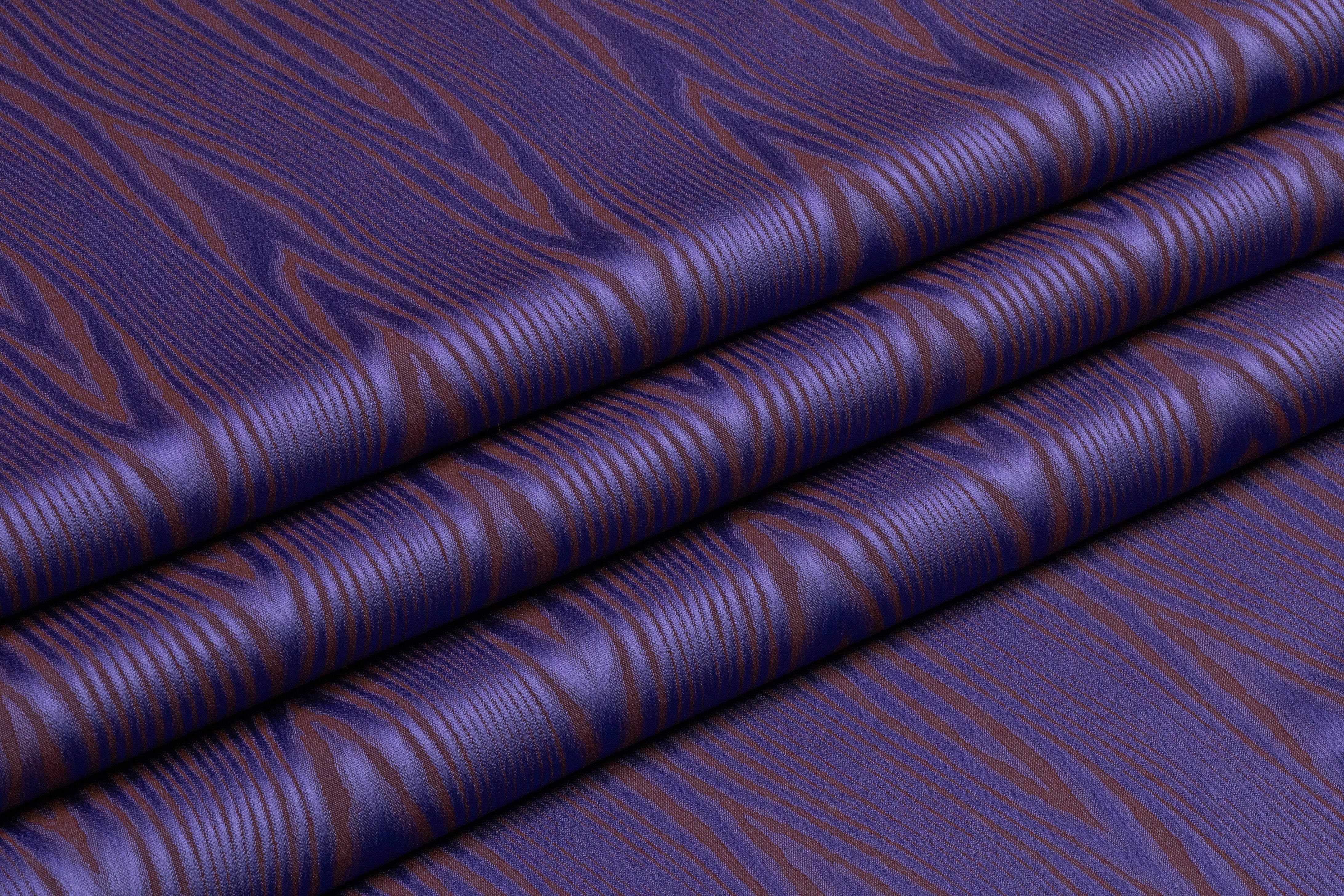 Moiré Italian Jacquard - Violet Blue / Crater Brown