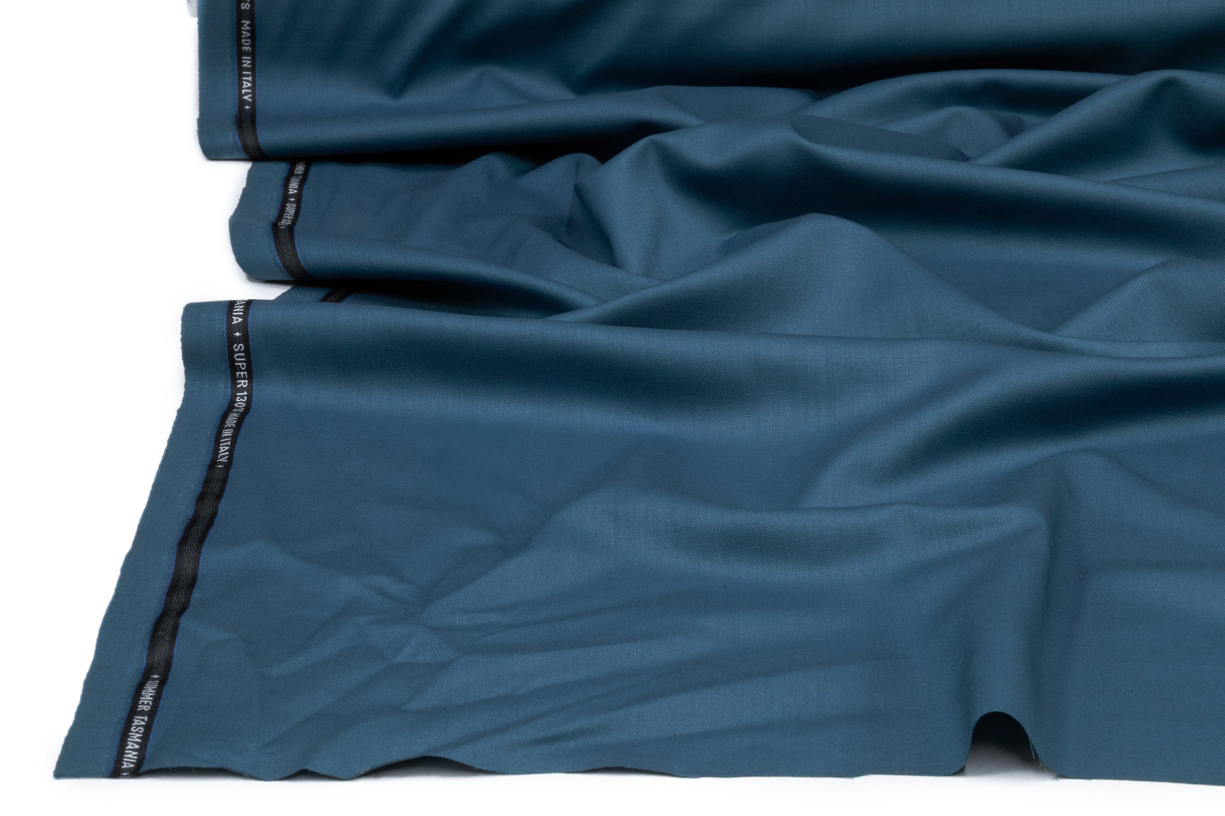 Summer Tasmania Super 130s Italian Wool Suiting - Blue Jay