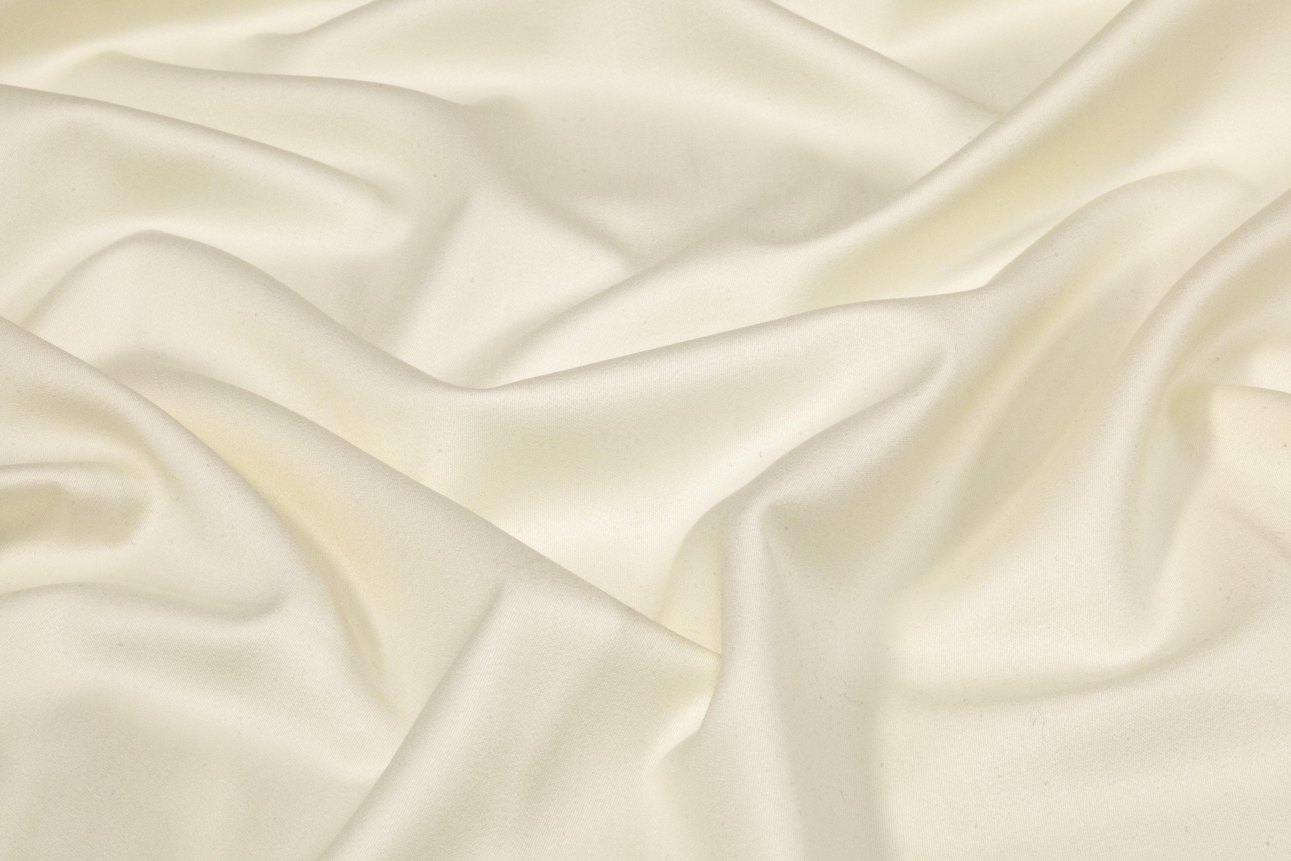 Super 120s Italian Satin Faille Wool Suiting - Ivory