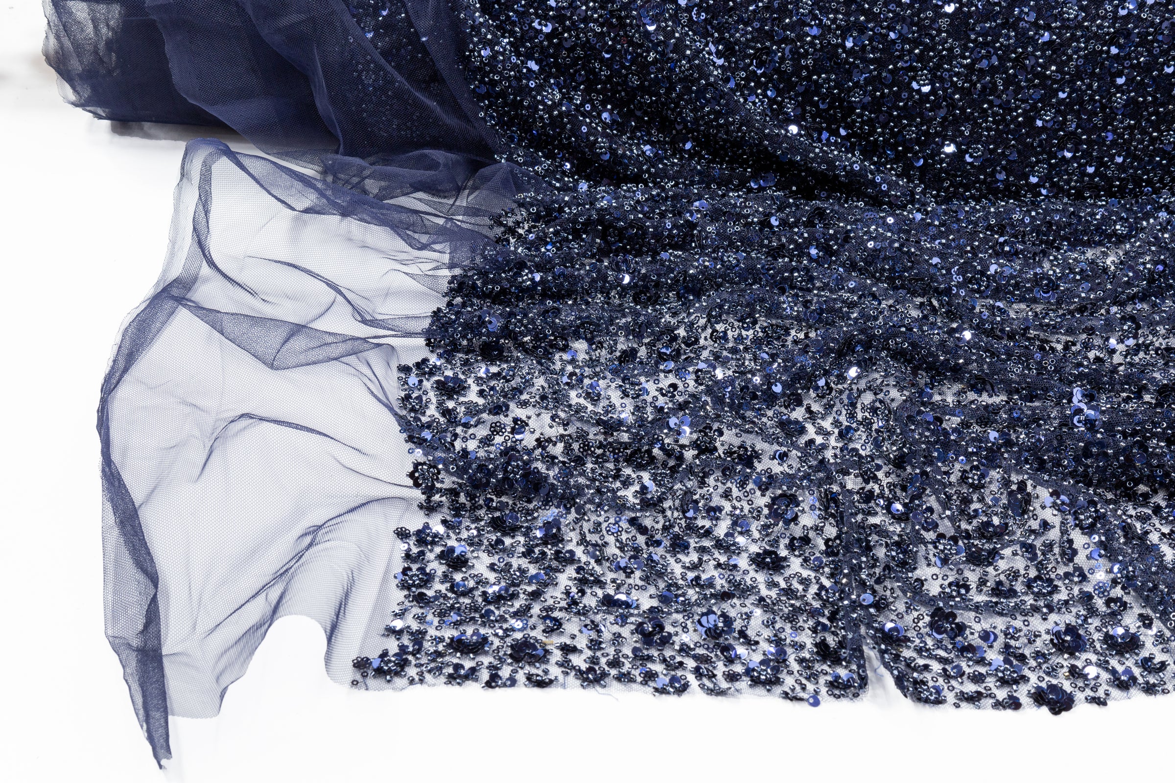 MULTI TONE VARIEGATED SIZE SEQUINS ON TULLE  | 9421-1060