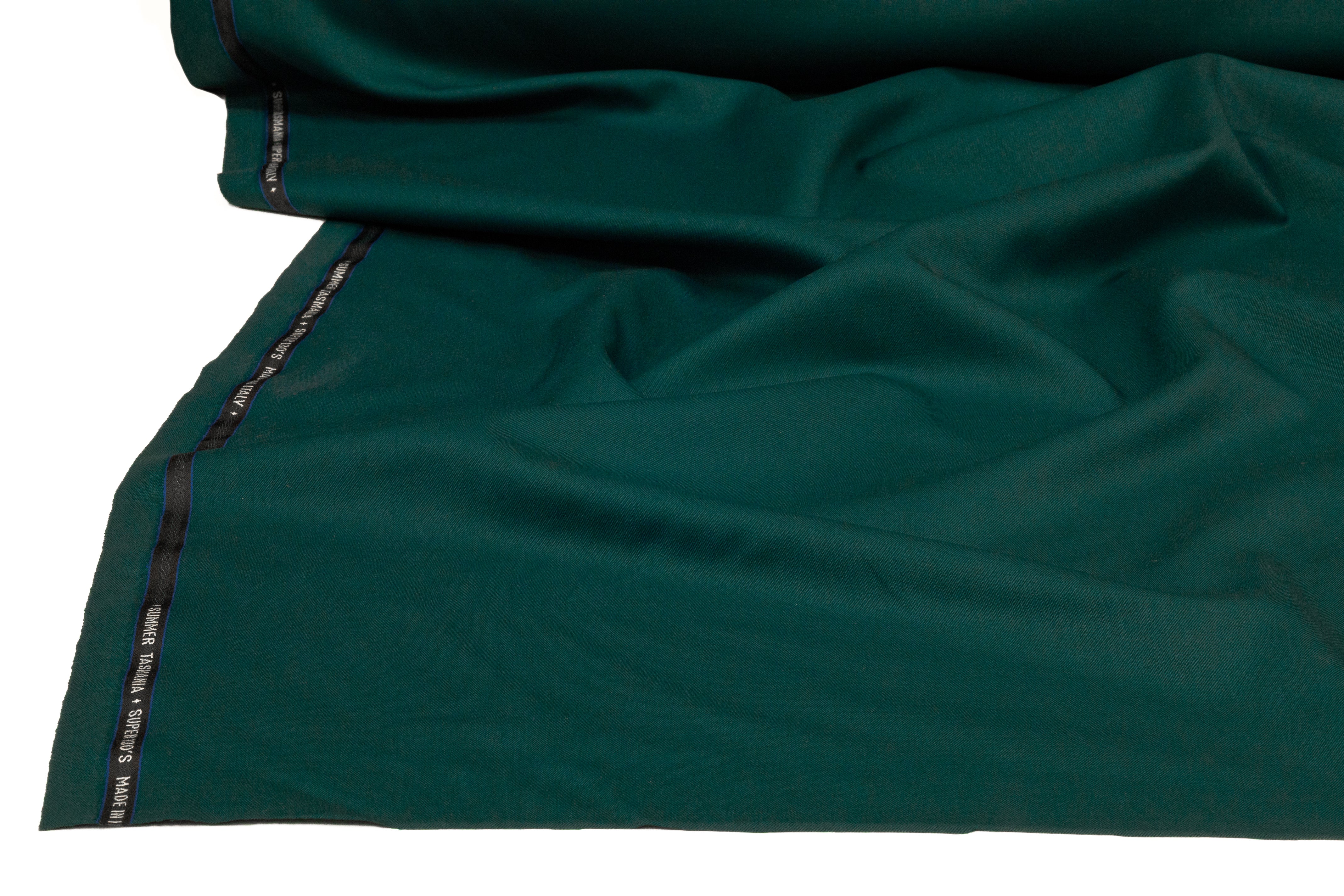 Summer Tasmania Super 130s Italian Wool Suiting - Teal Green