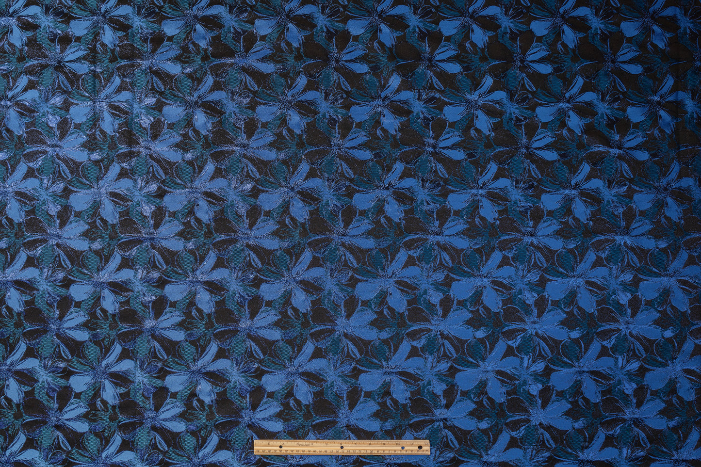 Floral Metallic Brocade - Blue
