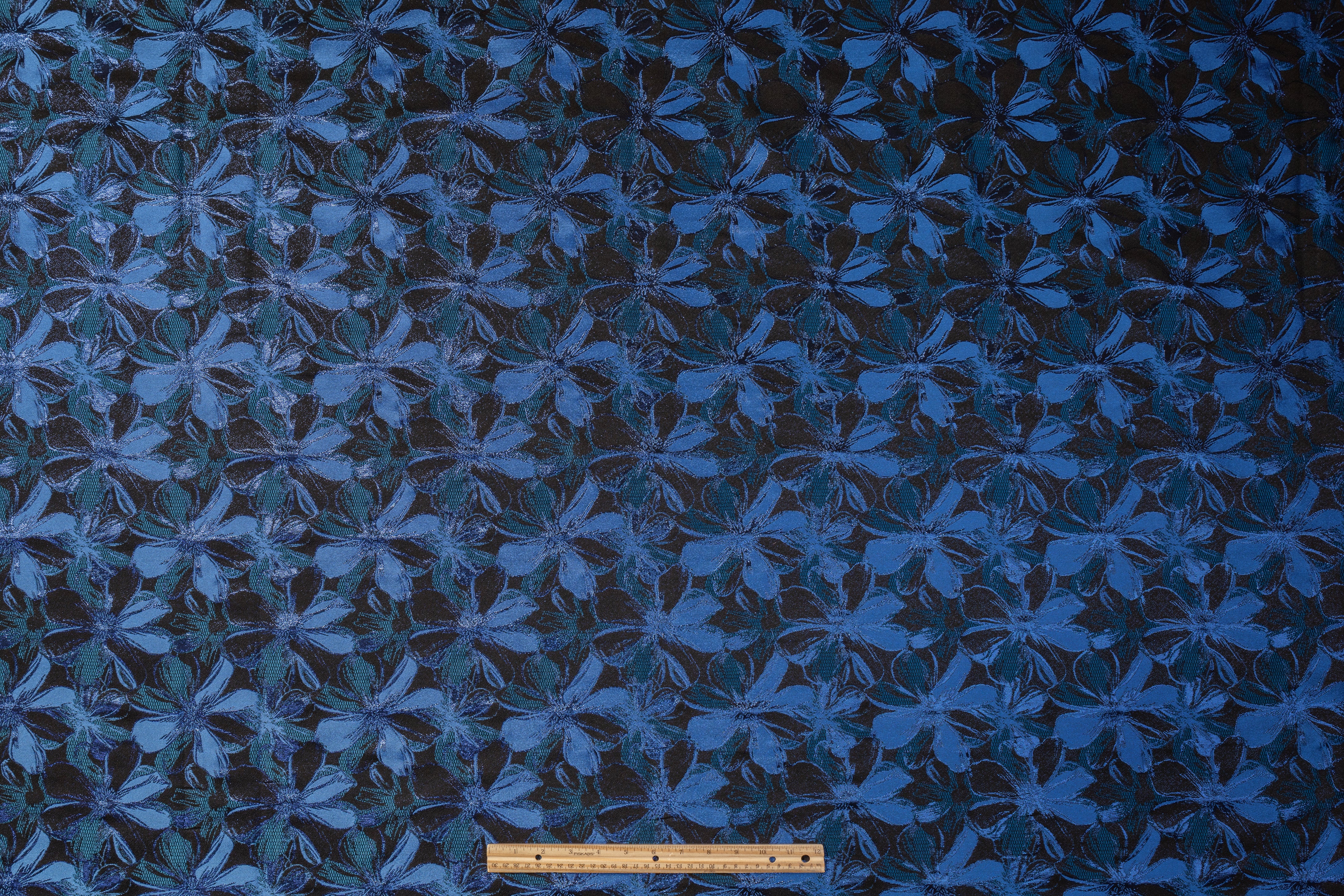 Floral Metallic Brocade - Blue