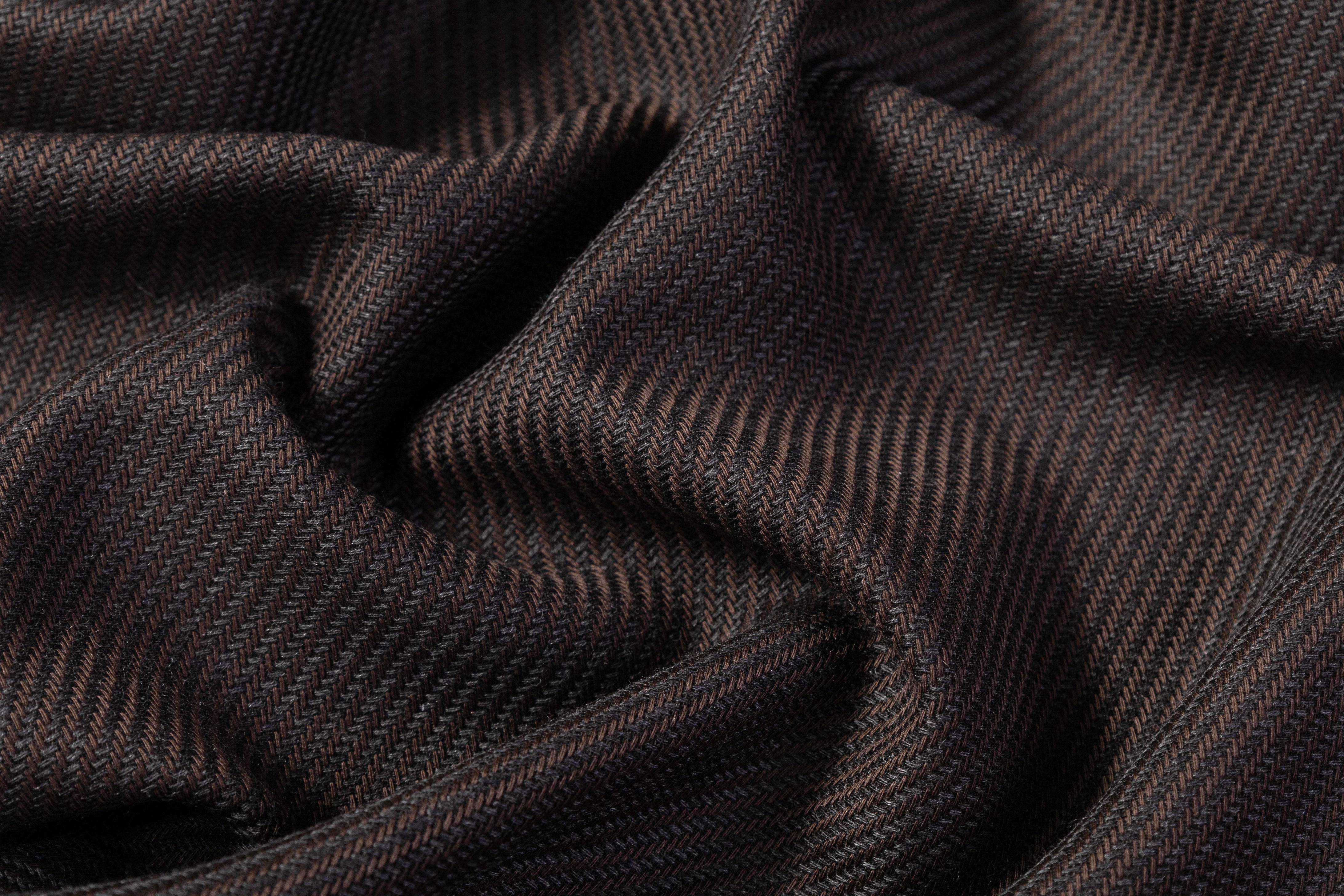 Angelico - Two Tone Italian Wool Twill - Brown / Charcoal