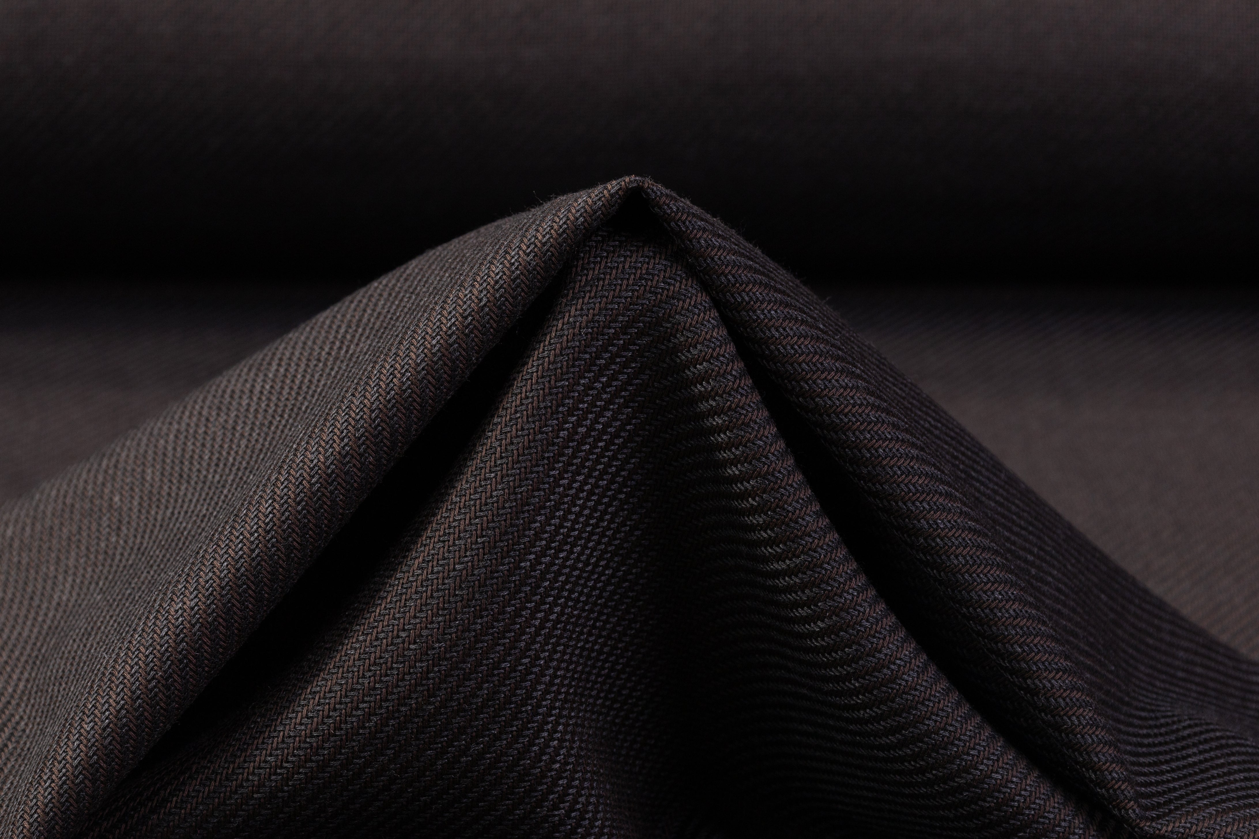 Angelico - Two Tone Italian Wool Twill - Brown / Charcoal
