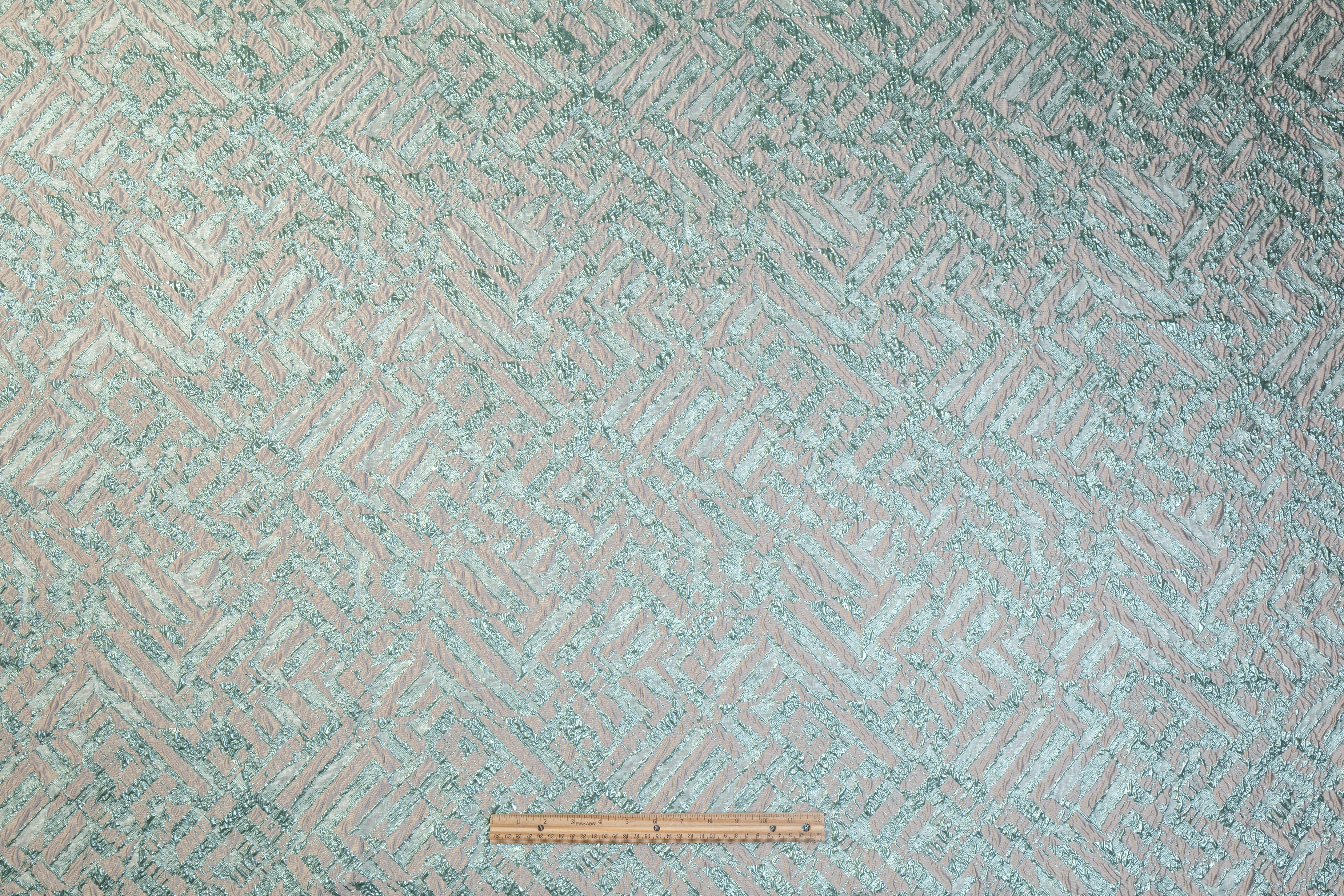 Crushed Metallic Brocade - Green / Gray