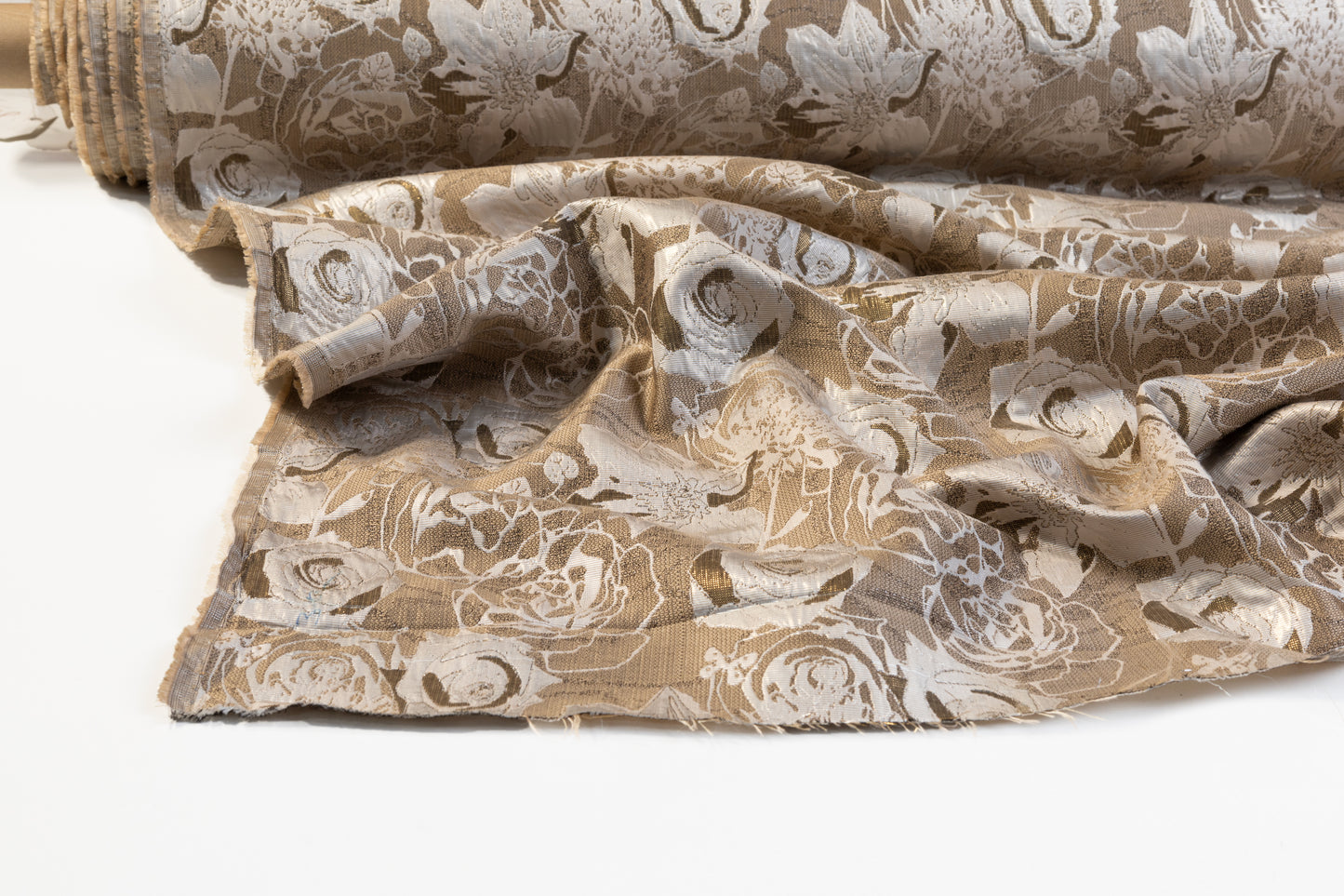 Floral Metallic Brocade - Taupe / Khaki