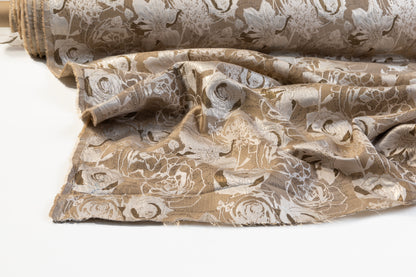 Floral Metallic Brocade - Taupe / Khaki
