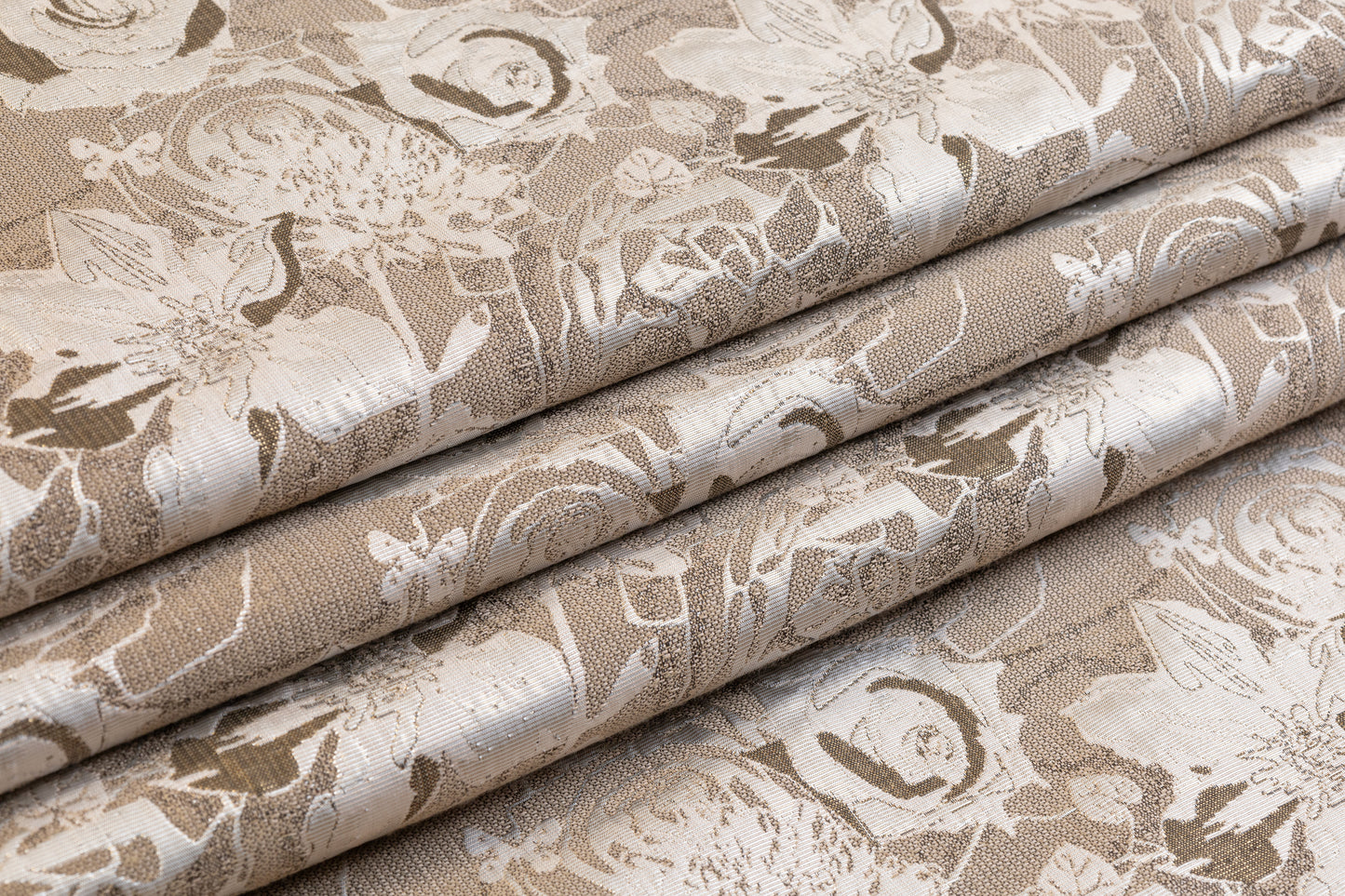 Floral Metallic Brocade - Taupe / Khaki