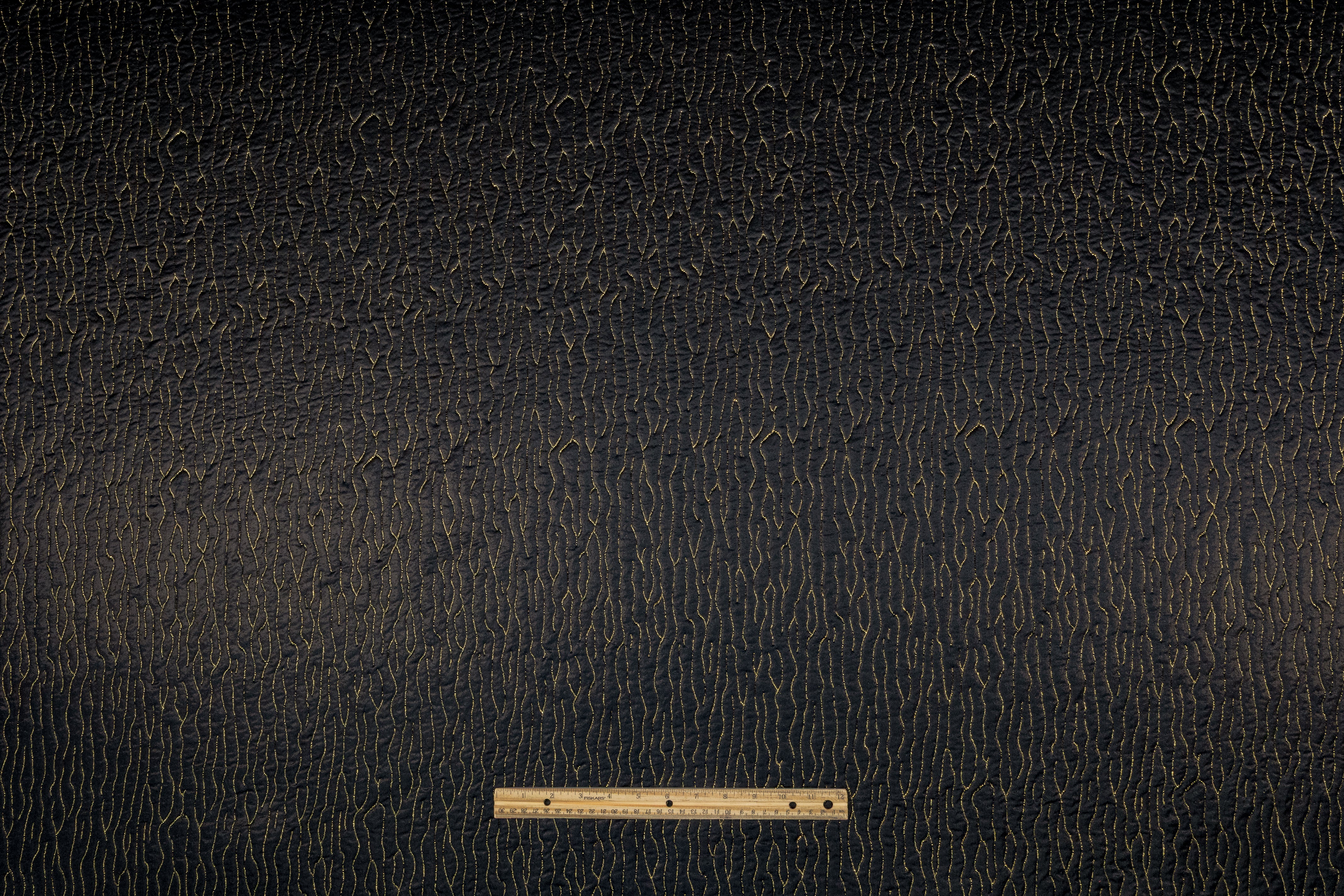 Abstract Metallic Italian Matelassé Brocade - Black / Gold