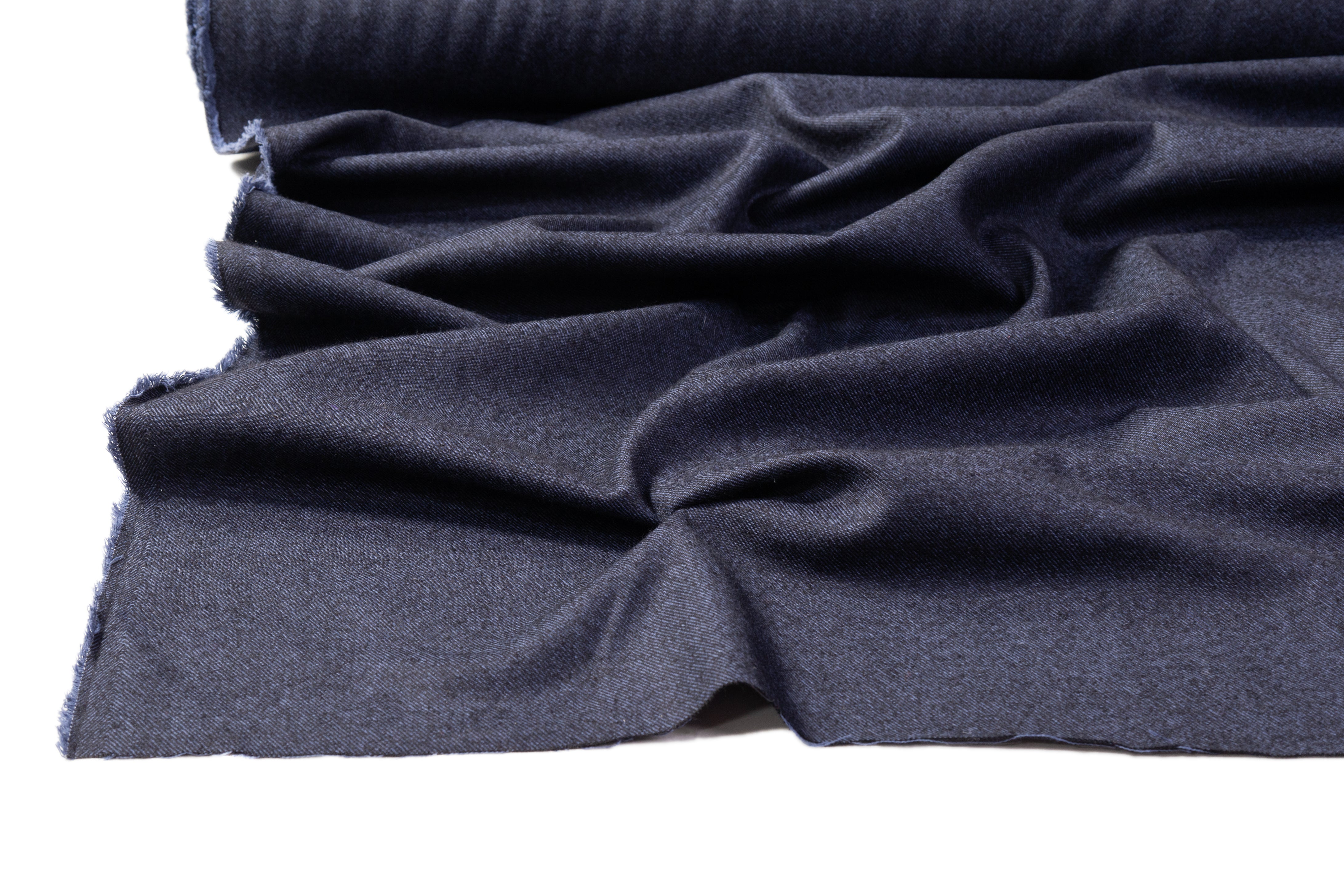 Two Tone Italian Wool Twill Suiting - Navy / Black