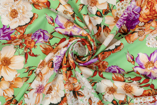 Emanuel Ungaro - Floral Italian 4-Ply Silk Crepe - Green / Multicolor
