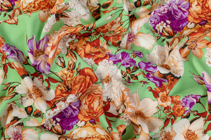 Emanuel Ungaro - Floral Italian 4-Ply Silk Crepe - Green / Multicolor