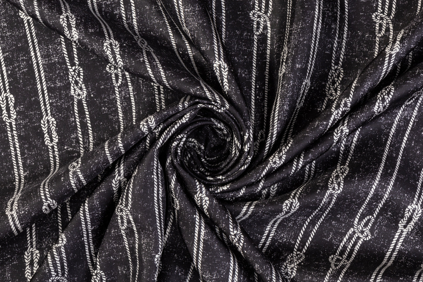 Rope Print Italian Silk Twill - Gray / White