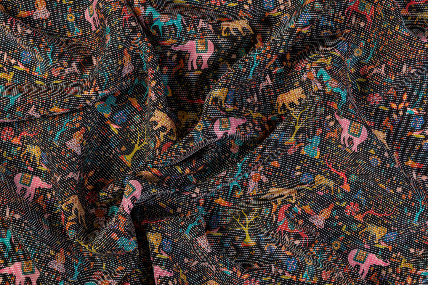 Embroidered and Printed Italian Silk - Multicolor