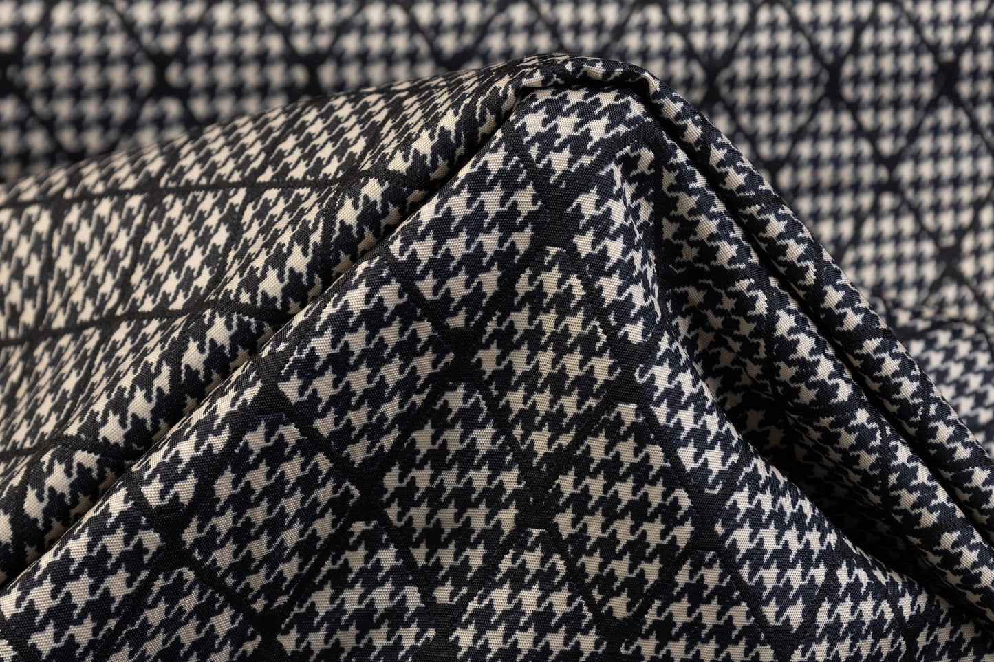 Double Faced Quilted Brocade - Black / Off White