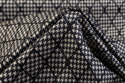 Double Faced Quilted Brocade - Black / Off White
