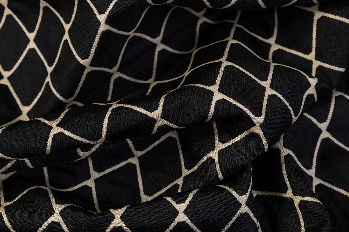 Double Faced Quilted Brocade - Black / Off White