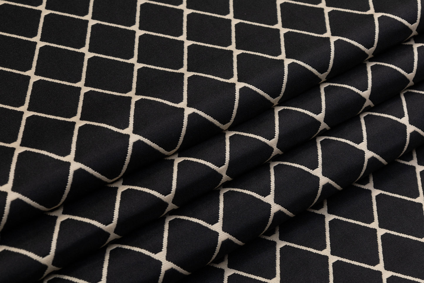 Double Faced Quilted Brocade - Black / Off White