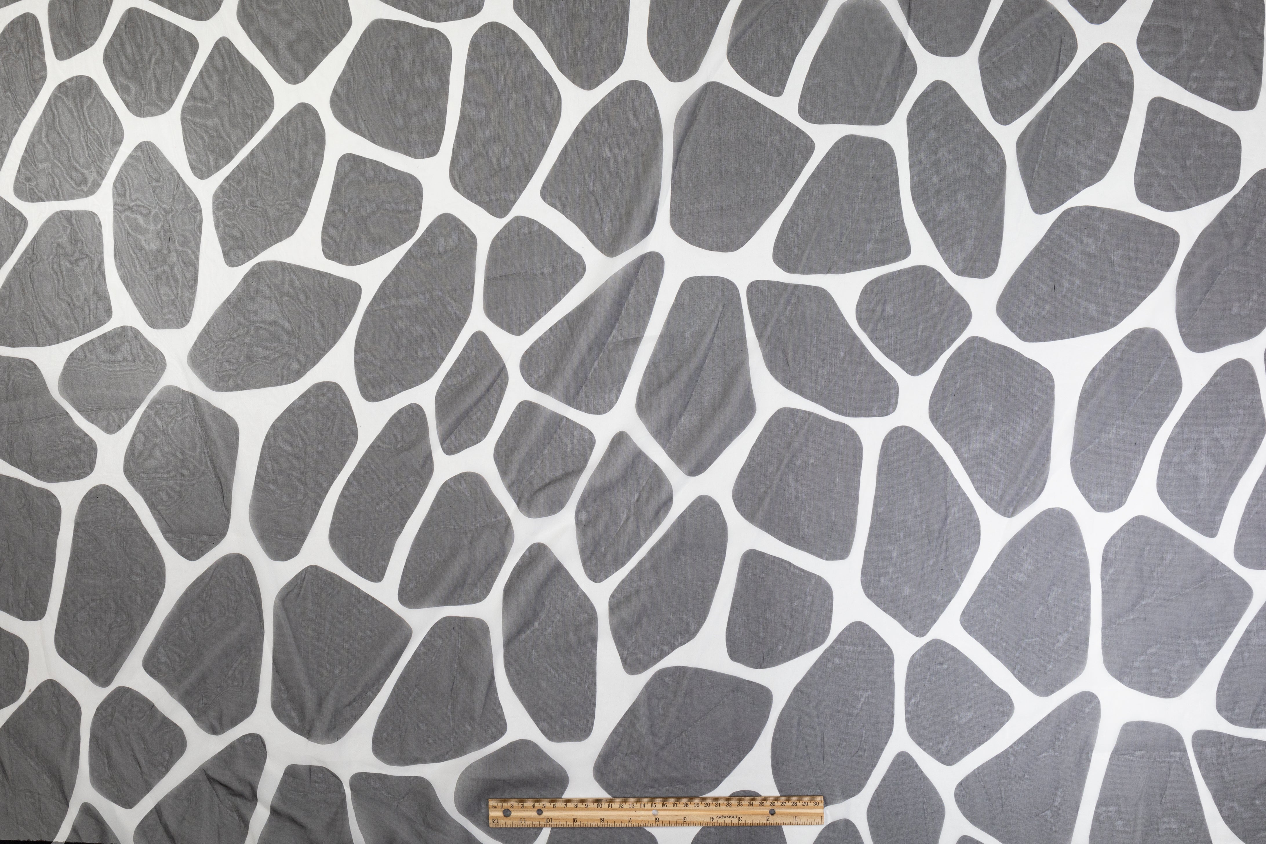 Printed Italian Silk Organza - Black / Gray