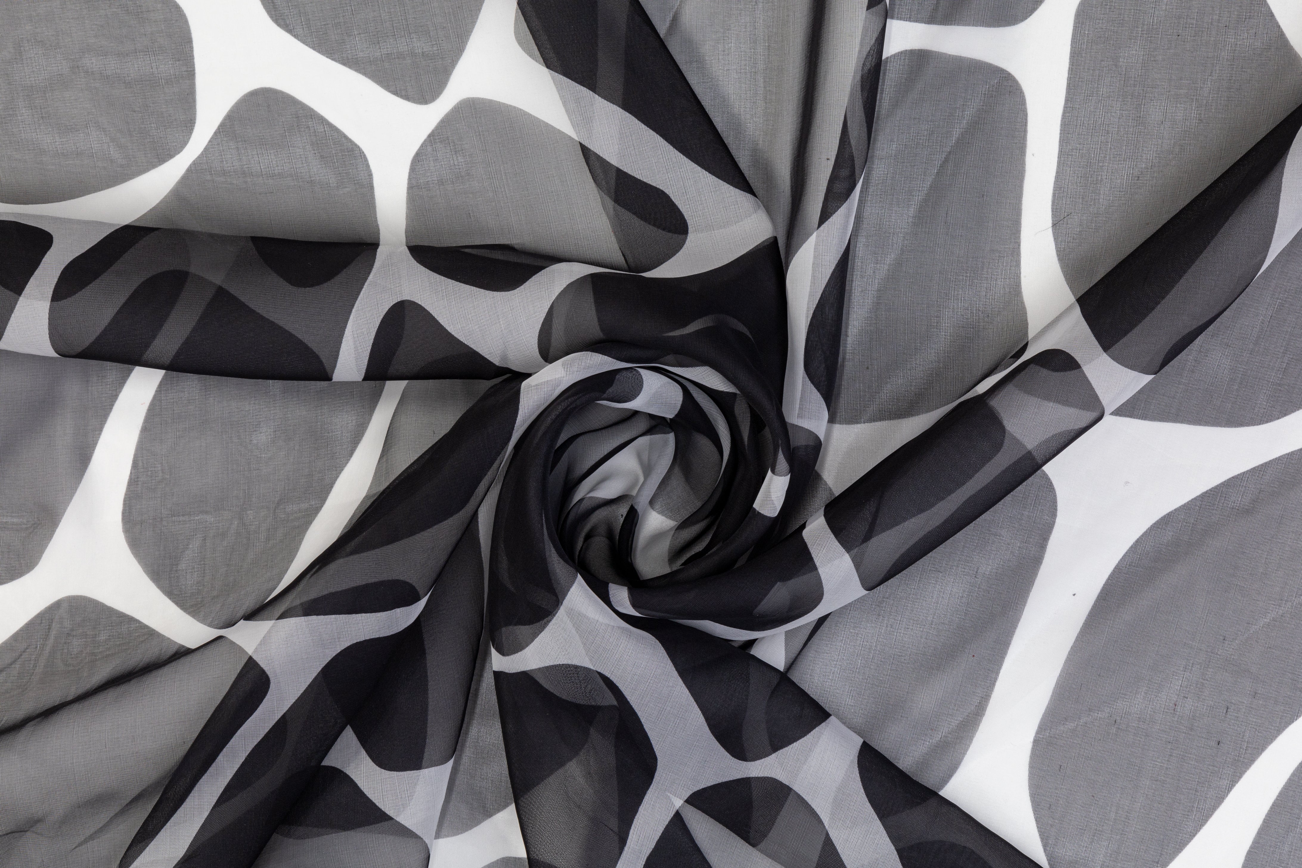 Printed Italian Silk Organza - Black / Gray