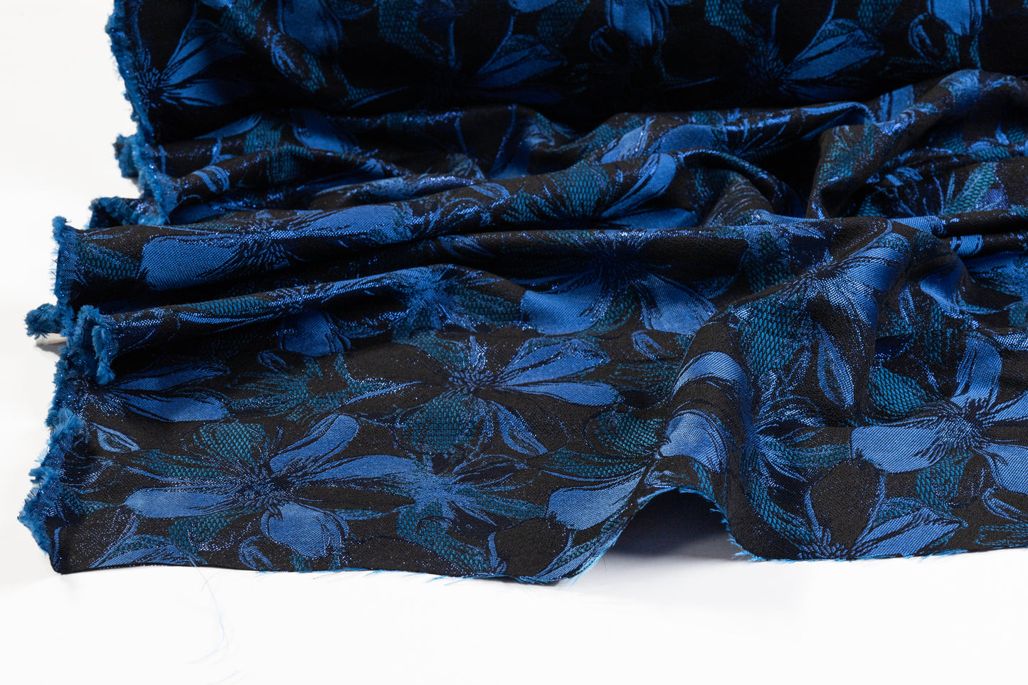 Floral Metallic Brocade - Blue
