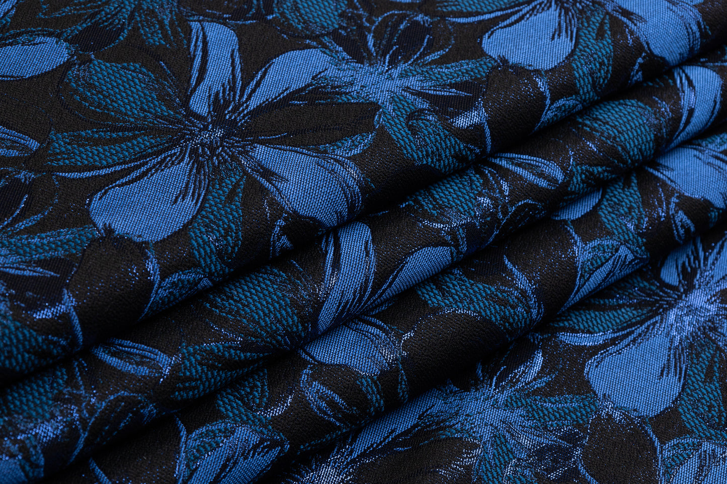 Floral Metallic Brocade - Blue