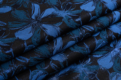 Floral Metallic Brocade - Blue