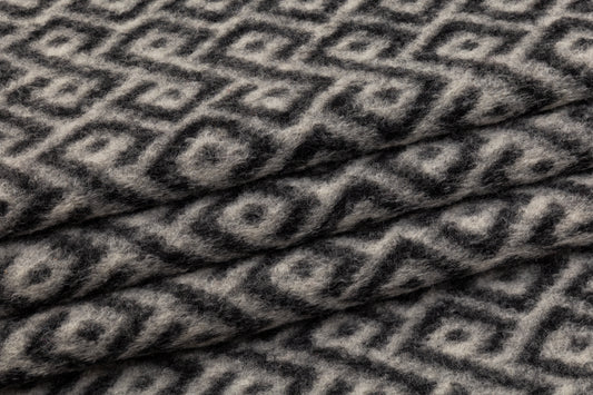 Geometric Italian Boiled Wool - Gray