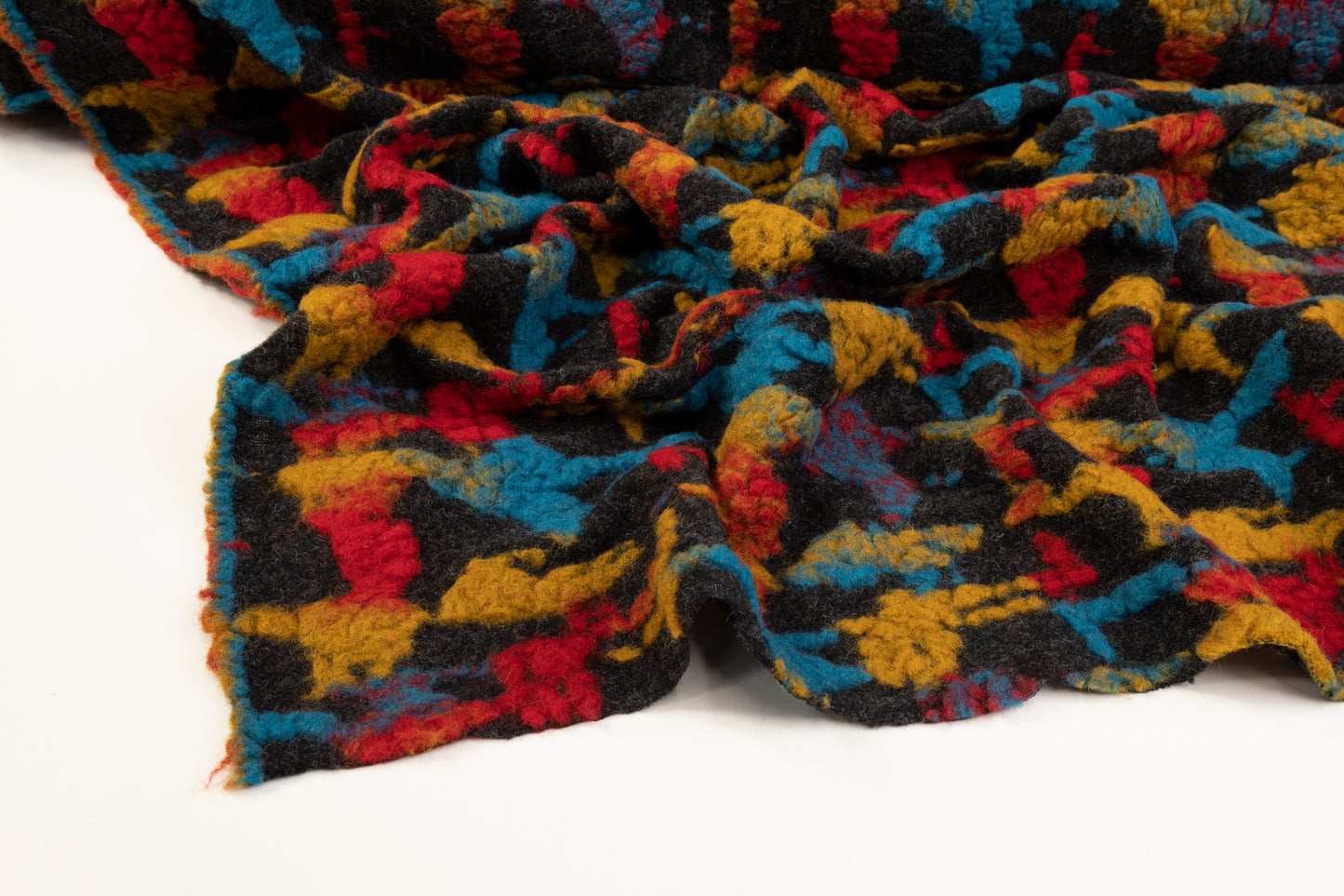Abstract Italian Boiled Wool - Multicolor