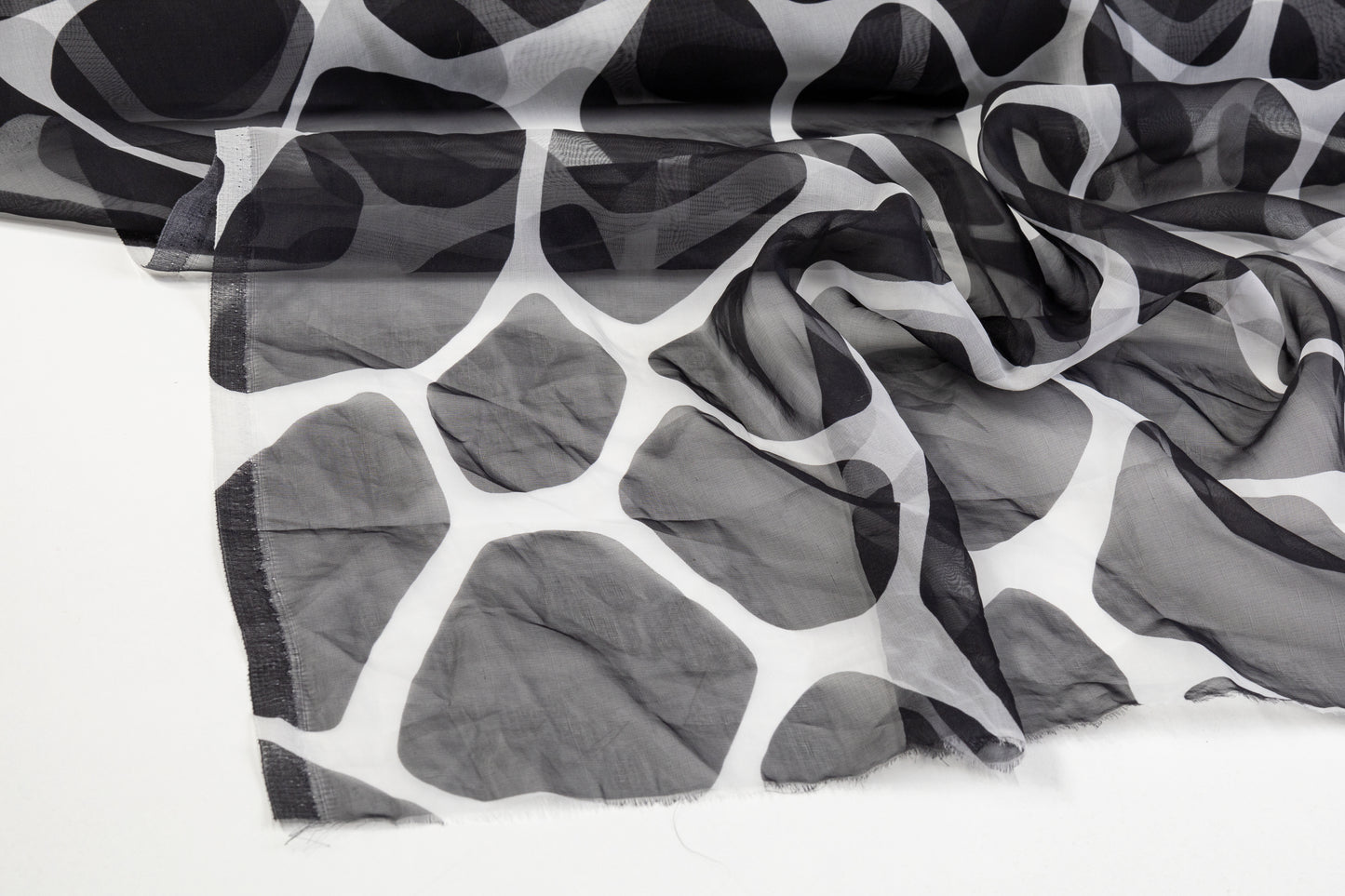 Printed Italian Silk Organza - Black / Gray