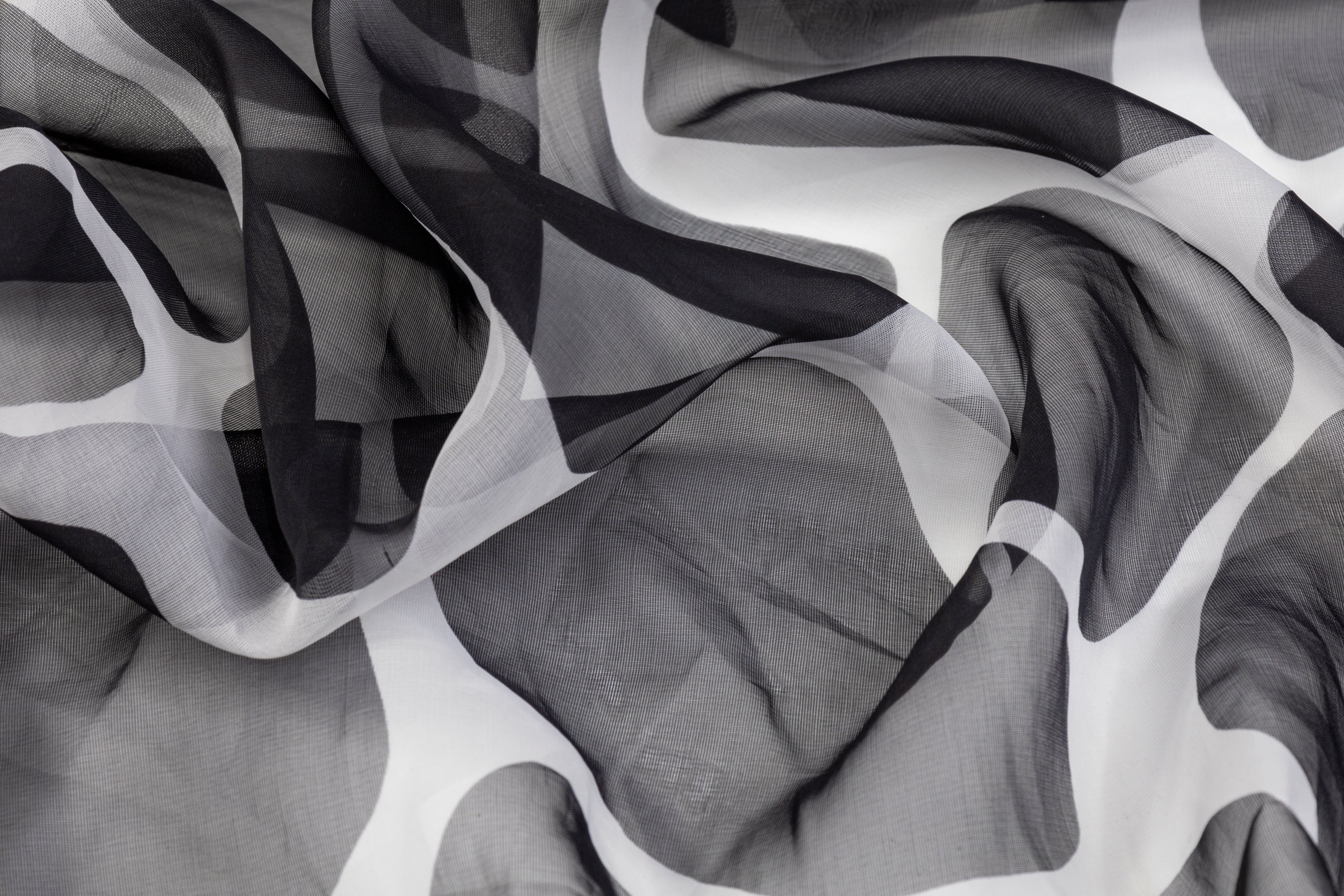 Printed Italian Silk Organza - Black / Gray