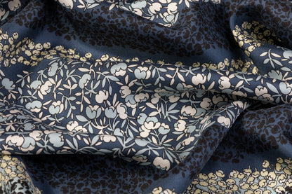 Ditsy Floral Italian Silk Twill - Blue