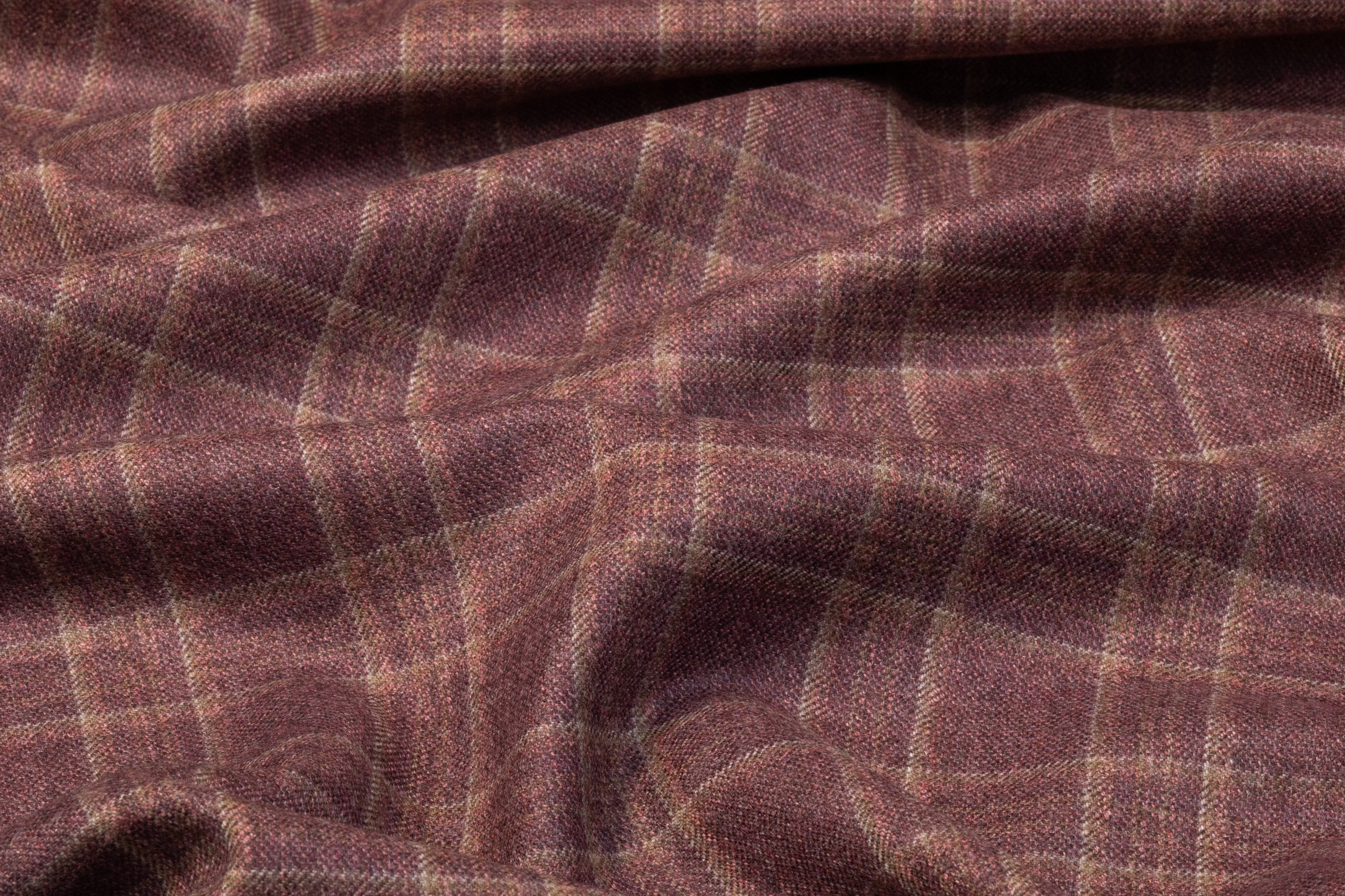 Checked Italian Wool Flannel Suiting - Rosewood