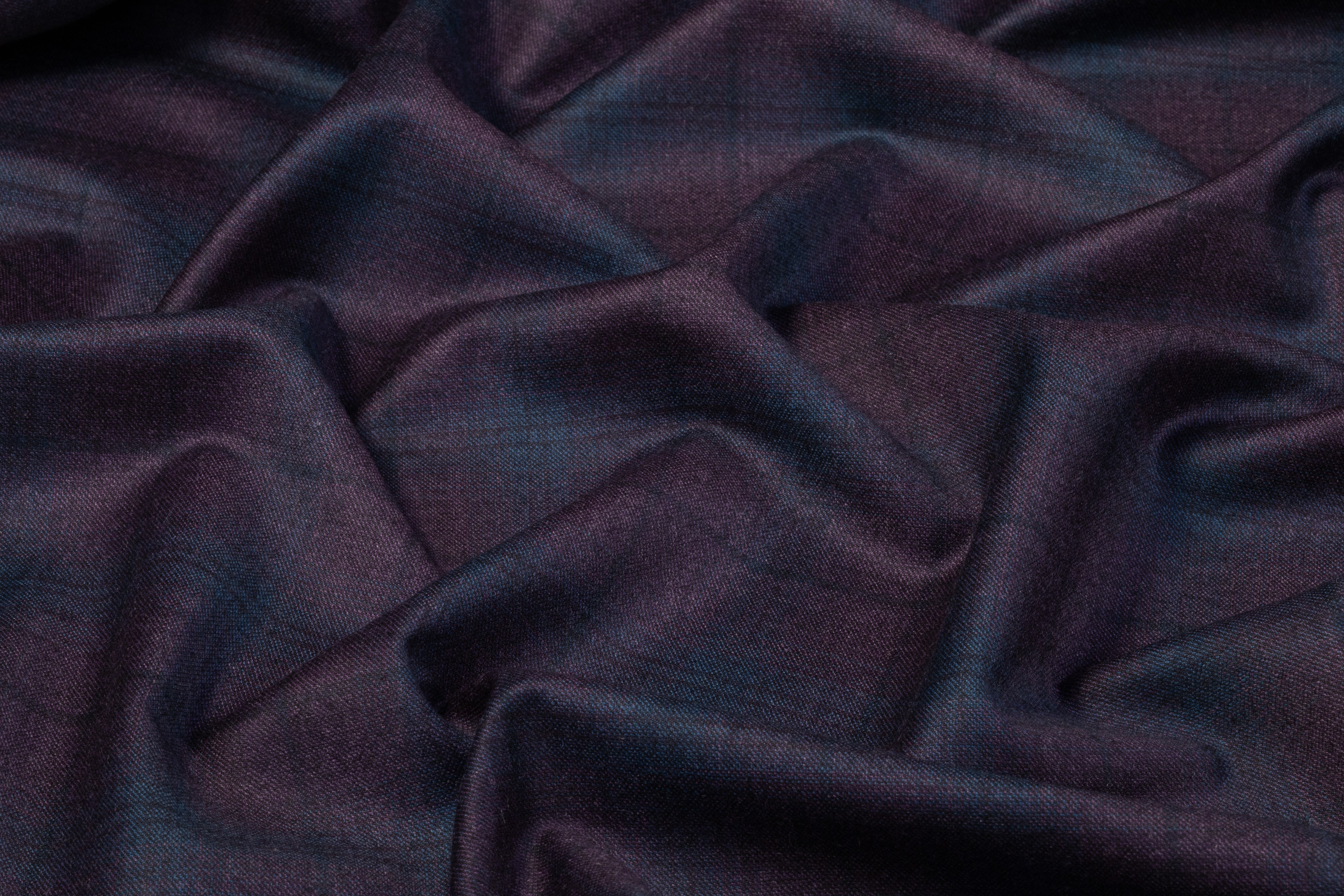 Superfine Italian Wool Cashmere Suiting - Aubergine / Teal